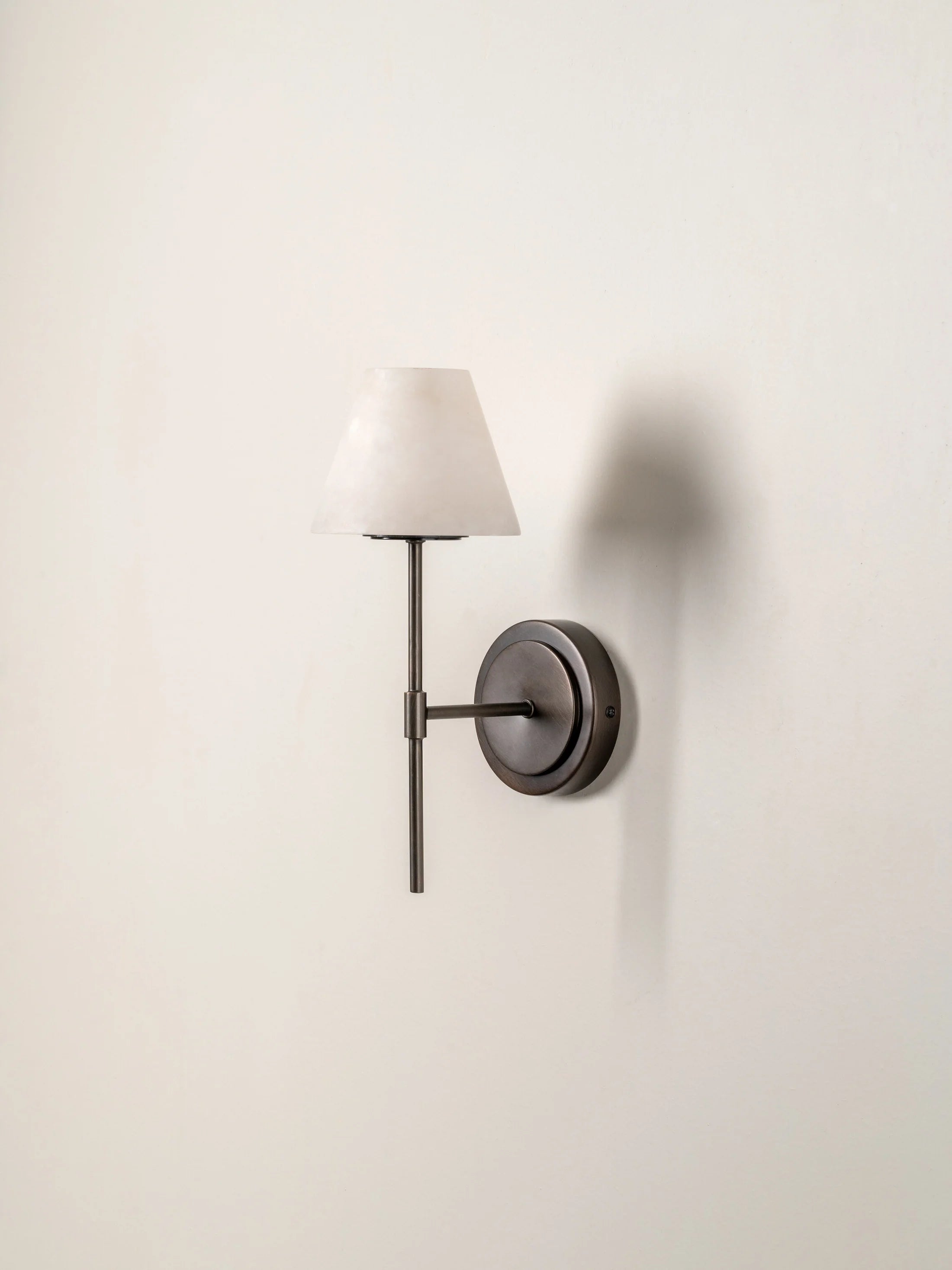 Alabaster and Bronze Wall Light - Single Sconce for Bedroom, Living Room, or Hallway Lighting