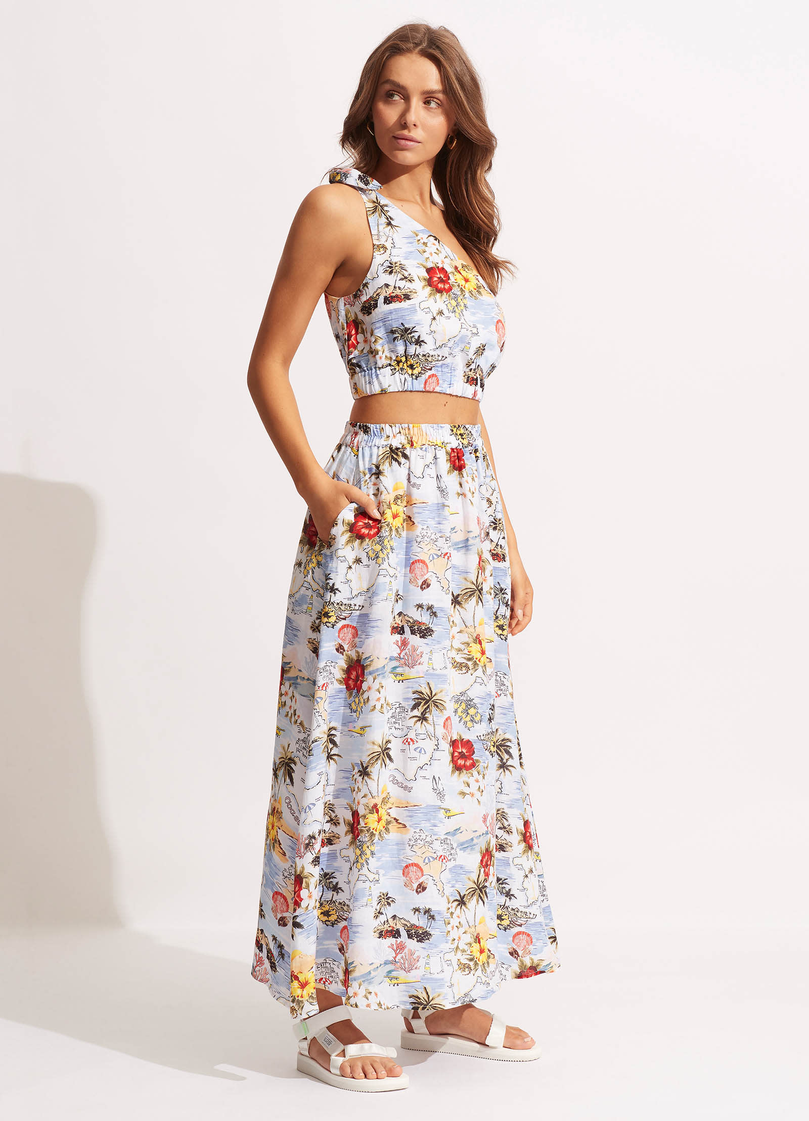 Coast To Coast One Shoulder Top Powder Blue - Stylish Women's Fashion for Parties, Beach & Night Out