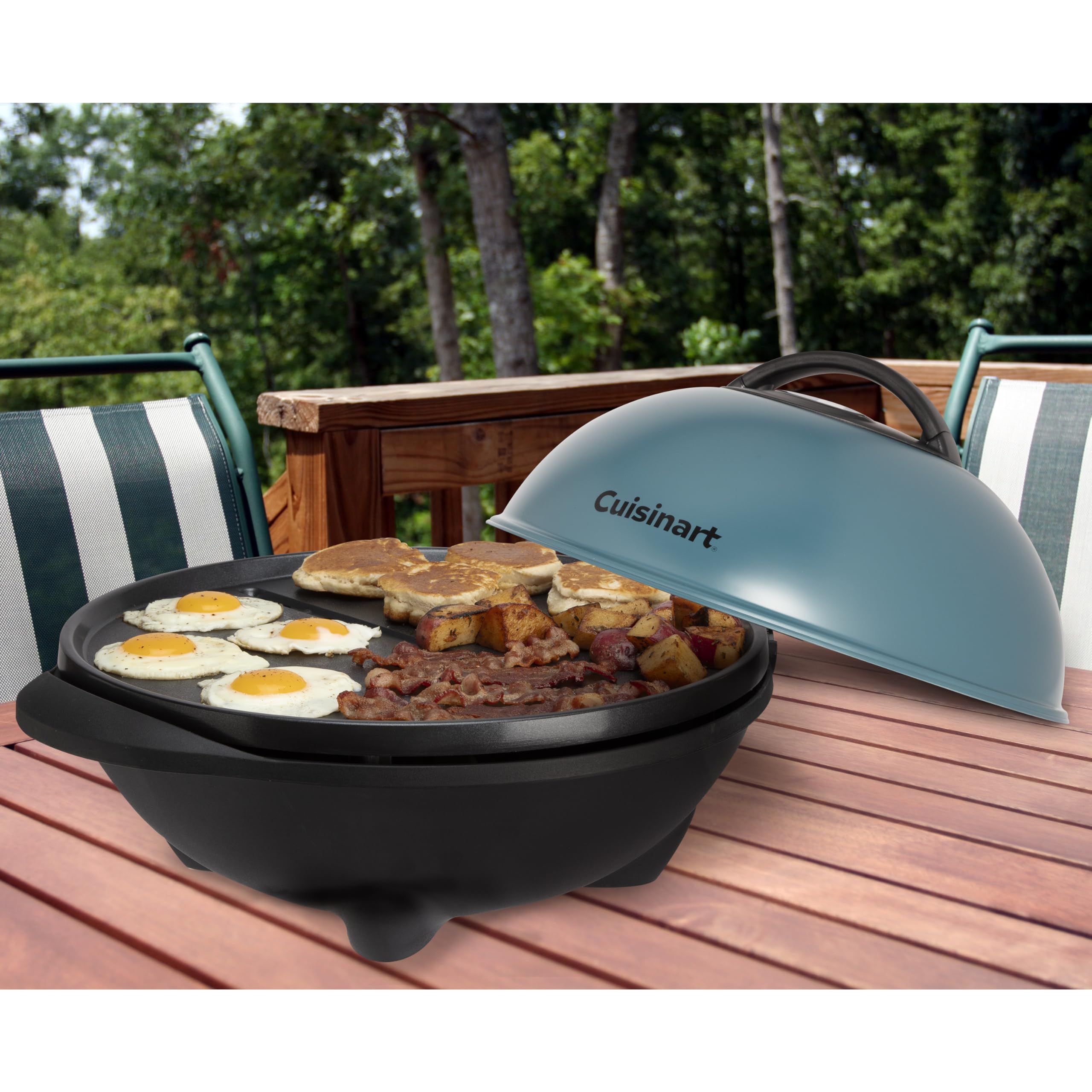 Cuisinart 2-in-1 Electric Griddle & BBQ Grill - Indoor/Outdoor Non-Stick Flat Top Cooker with Adjustable Temperature Control | Portable Tabletop & Stand Options for Camping, Tailgating, Small Apartments & Outdoor Cooking | No Assembly Required