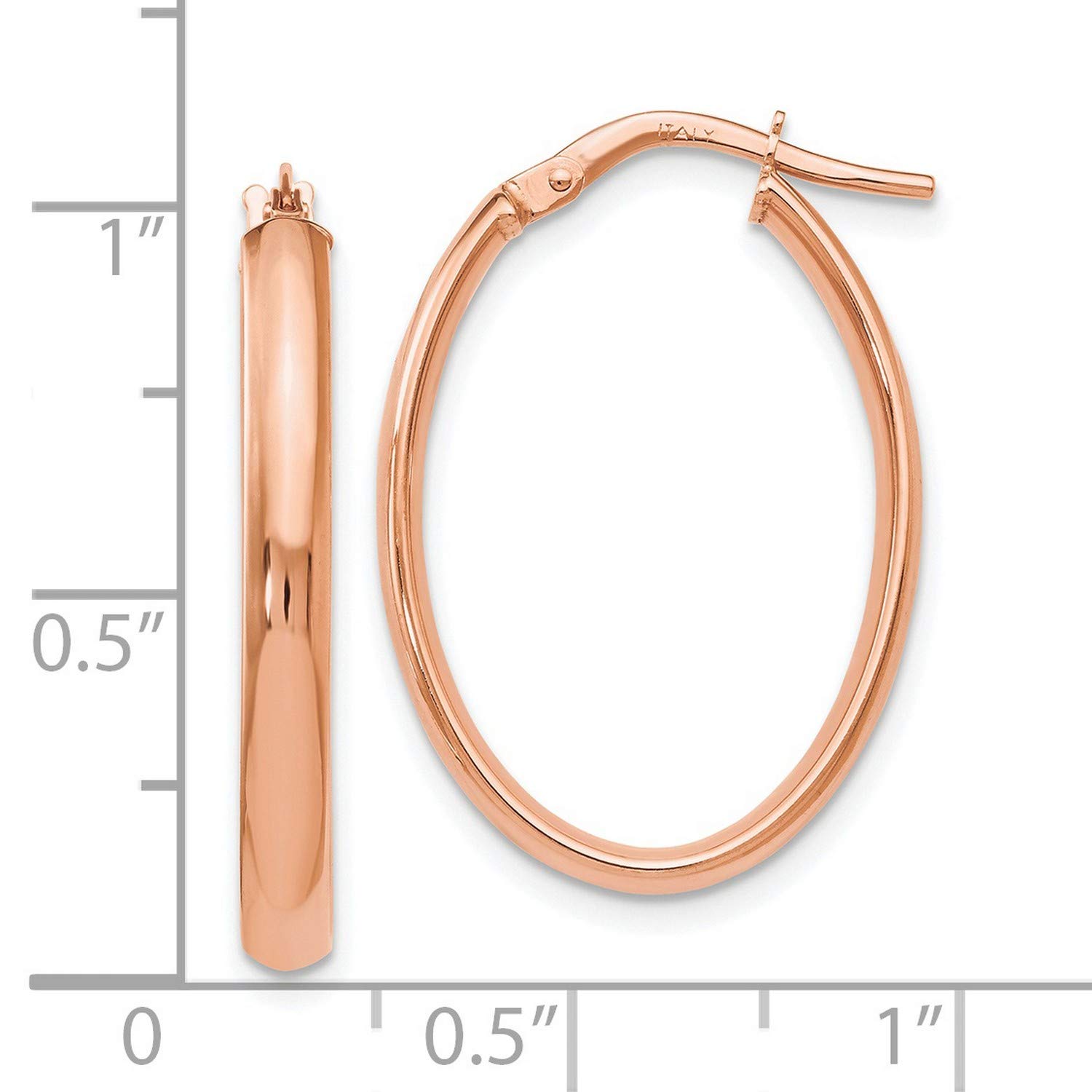10K Rose Gold Polished Oval Hoop Earrings 26x7mm - Elegant Jewelry for Women, Perfect for Weddings, Parties & Everyday Wear