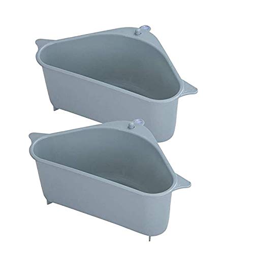 2-Pack Triangle Sink Basket Organizer - Multifunctional Sponge Holder, Drain Shelf & Suction Cup Storage Rack for Kitchen & Bathroom (Blue) | Perfect for Organizing Sponges, Soaps & Cleaning Supplies by Sink