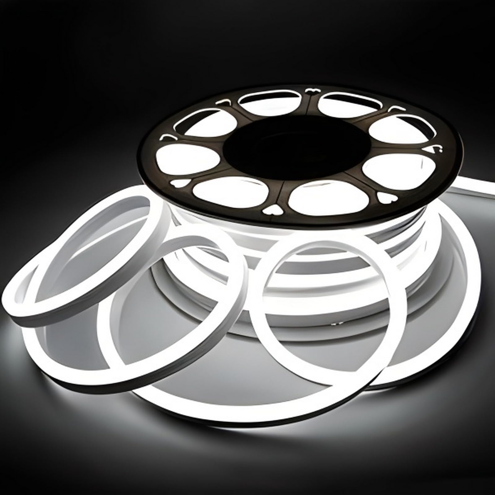 50FT White LED Neon Rope Lights - Waterproof Flexible AC 110V/120V Neon Strip Lighting for Indoor & Outdoor Use - ETL & FCC Certified - Perfect for Home Decor, Commercial Signs, Bars, and Party Lighting