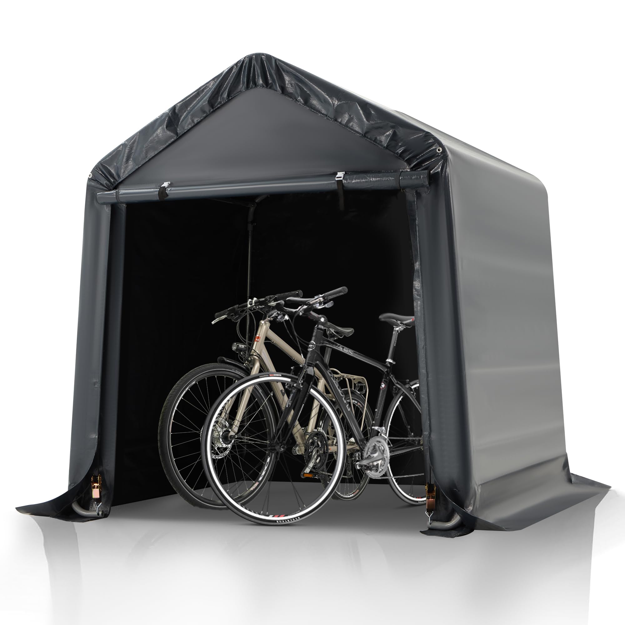 MELLCOM 6x6ft Heavy Duty Portable Storage Shed - Waterproof Outdoor Canopy with Roll-Up Zipper Door for Bikes, Motorcycles, Garden Tools & Equipment - Perfect for Backyard, Garage & Patio Storage Solutions