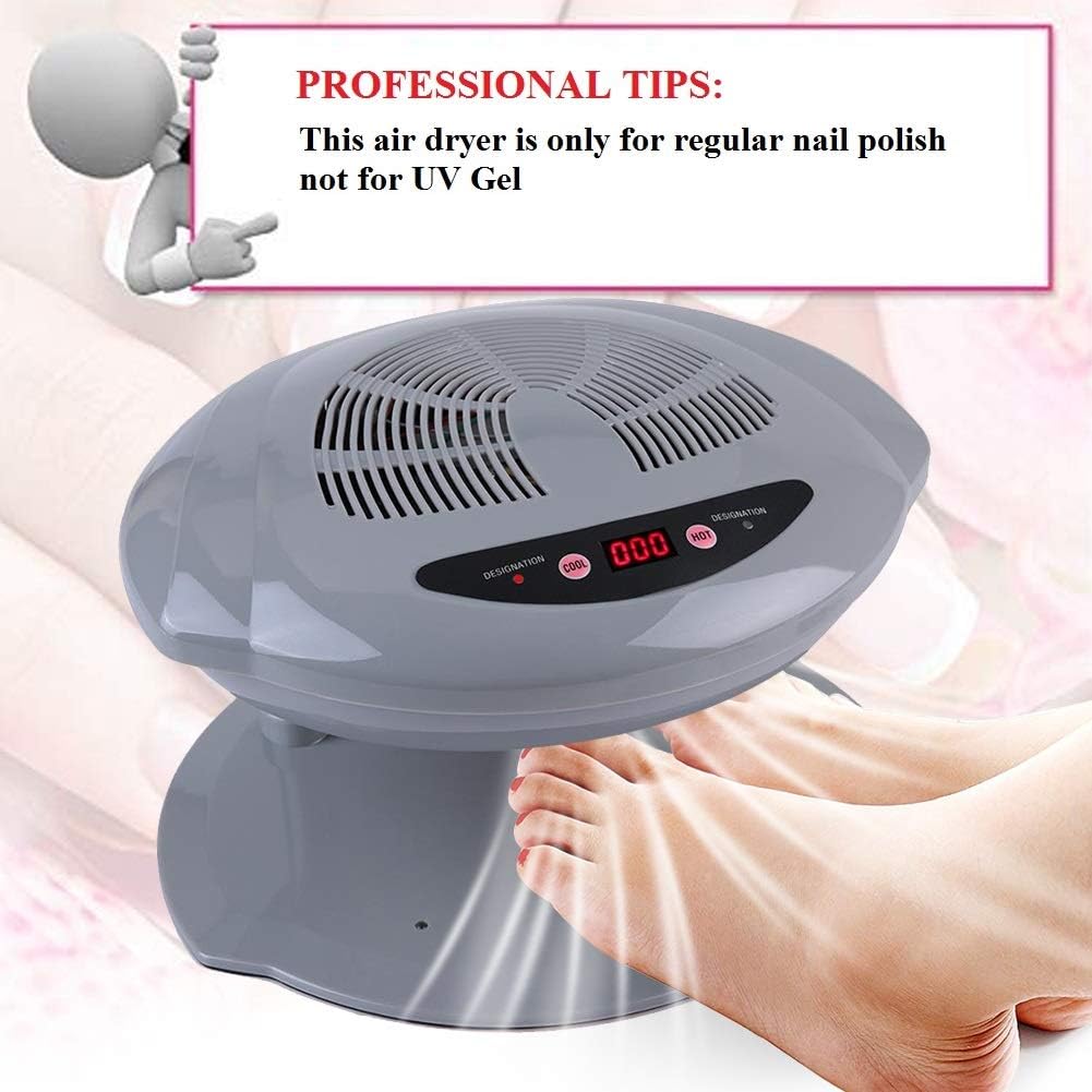 400W Nail Polish Dryer Machine with Temperature Sensor - 2-in-1 Hands & Feet Nail Art Dryer, Cool & Warm Air Blow, Grey Design (110V) - Perfect for Home Salon, Professional Nail Art & DIY Manicure/Pedicure