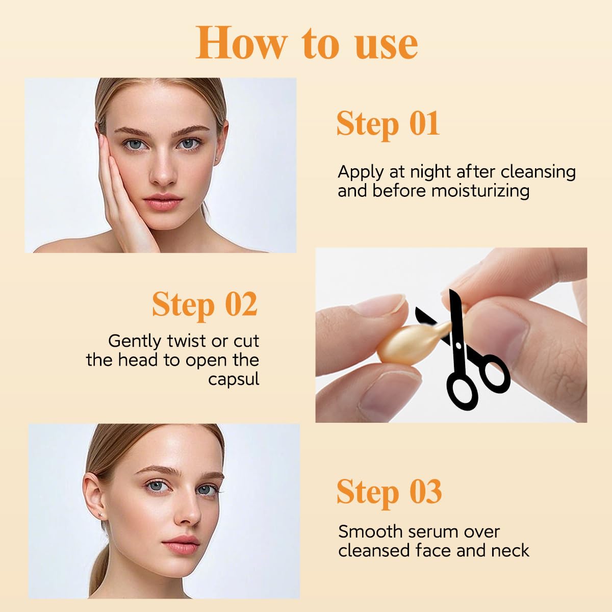 Vitamin C Anti-Aging Face Serum Capsules - Brightening & Hydrating Anti-Wrinkle Treatment for Women | Firming & Smoothing Skincare | Travel-Friendly 48-Pack with Scissors | Perfect for Daily Routine & On-the-Go Use
