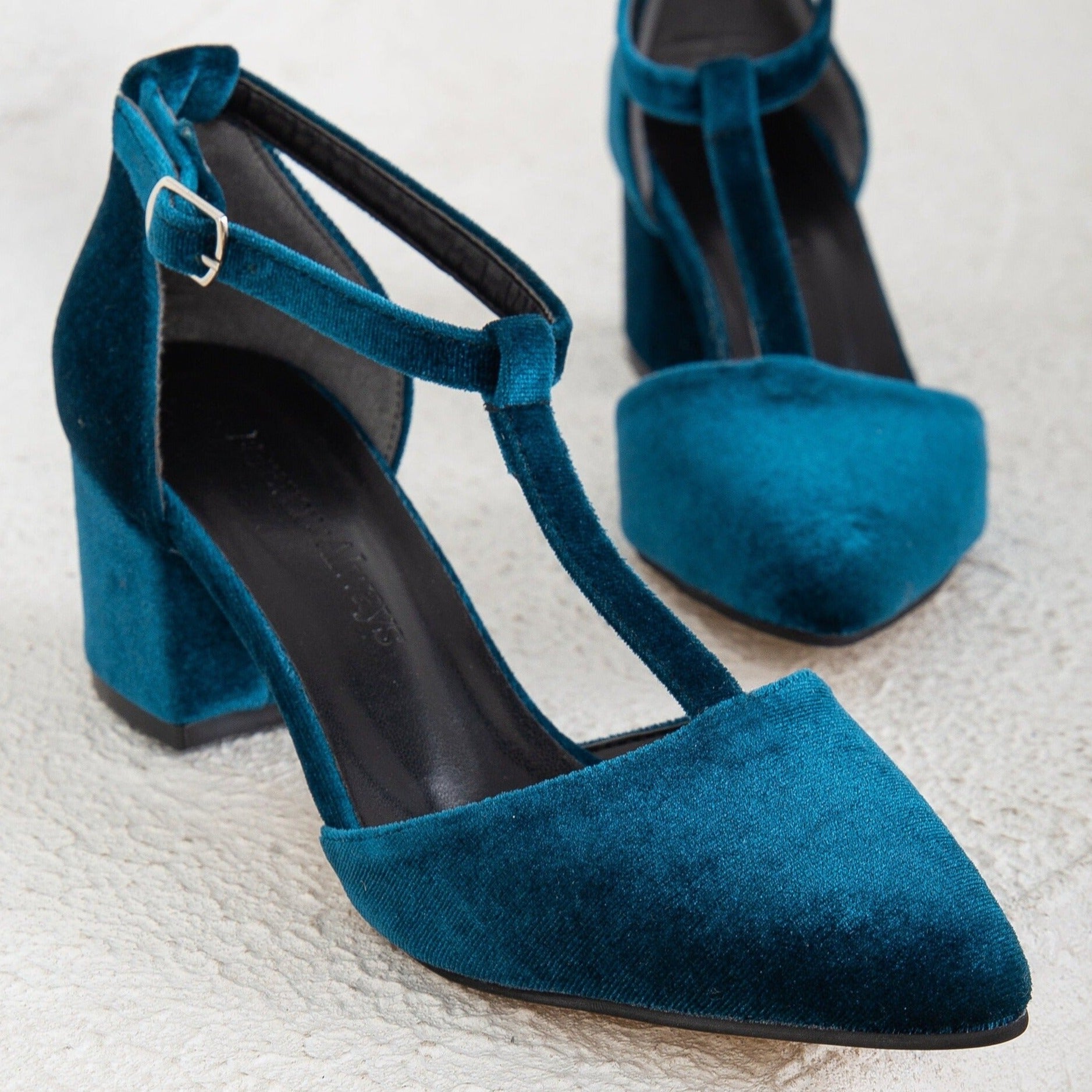 Anicette Women's Teal Blue Velvet Shoes - Comfortable Slip-On Loafers for Casual Wear, Office & Outdoor Walking