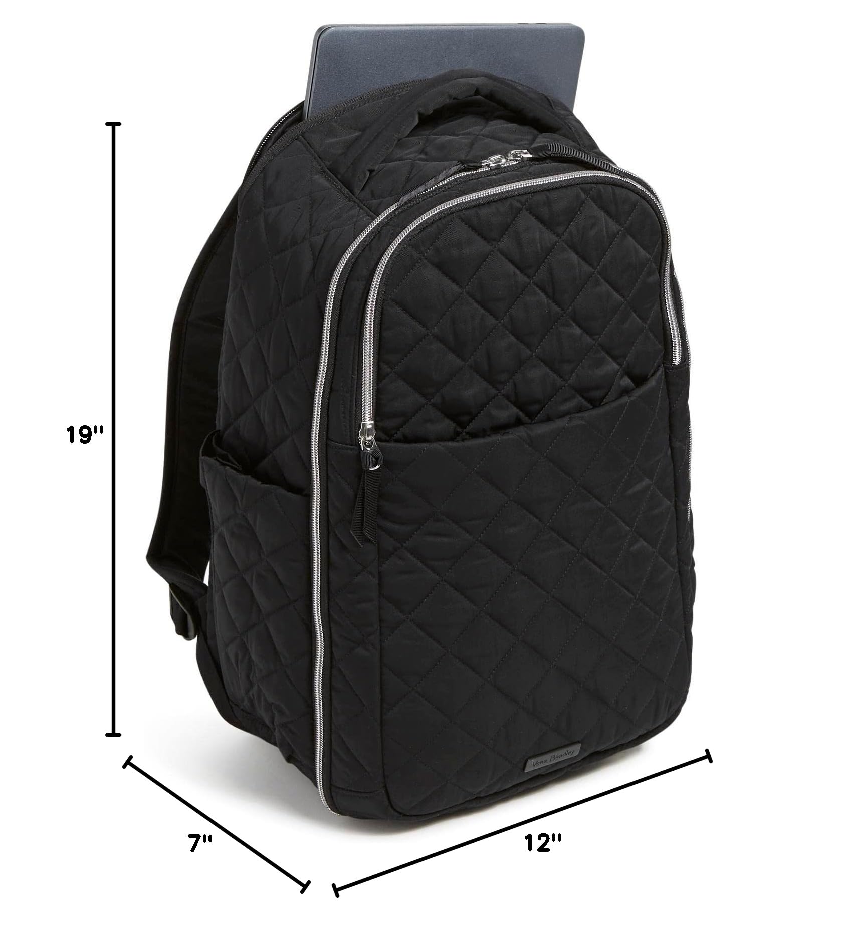 Vera Bradley Women's Performance Twill Travel Backpack - Lightweight Carry-On Bag for Work, School & Airplane Travel - Black One Size Backpack Purse for Daily Commute & Weekend Getaways