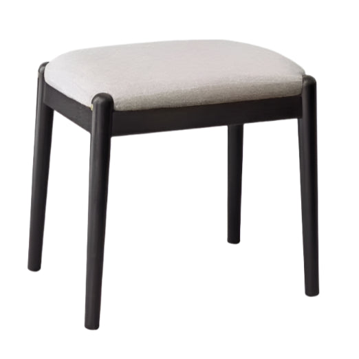 Solid Oak & Birch Wood Square Makeup Stool - Soft Padded Seat for Vanity, Dressing Room, and Bedroom Decor
