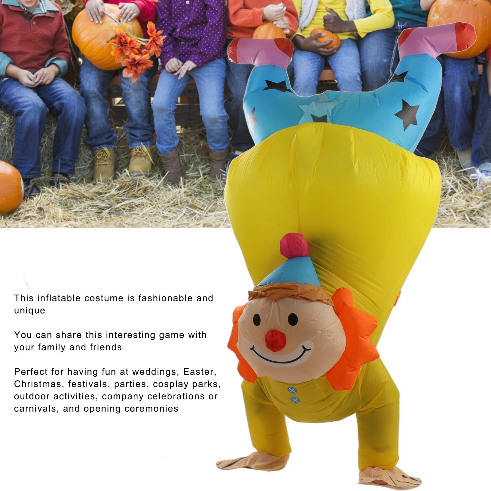 Inflatable Halloween Costume for Adults - Fashionable Clown Inflatable Handstand Suit with Comfortable 190T Polyester Fabric - Perfect for Supermarket Chains, Halloween Parties, and Cosplay Events