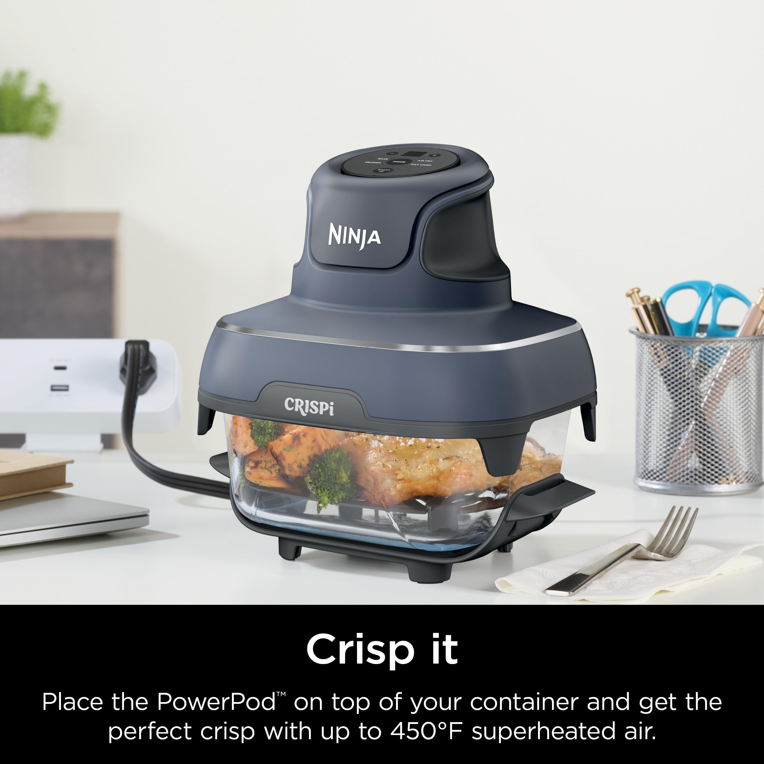 Ninja FN100 Crispi Series 4QT Air Fryer with Crispi System - 3 BPA-Free Containers & Storage Lids - Microwave, Freezer & Dishwasher Safe - Non-Toxic Portable Cooking System for Healthy Meals - Perfect for Small Kitchens, Dorms & RV Cooking