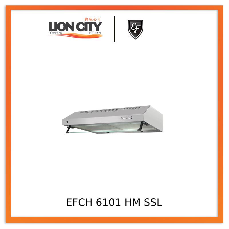 EF 60CM Conventional Hood EFCH 6101 HM SSL - Stainless Steel Kitchen Range Hood for Home Cooking, Ventilation & Smoke Removal - Perfect for Apartments, Restaurants & Modern Kitchens