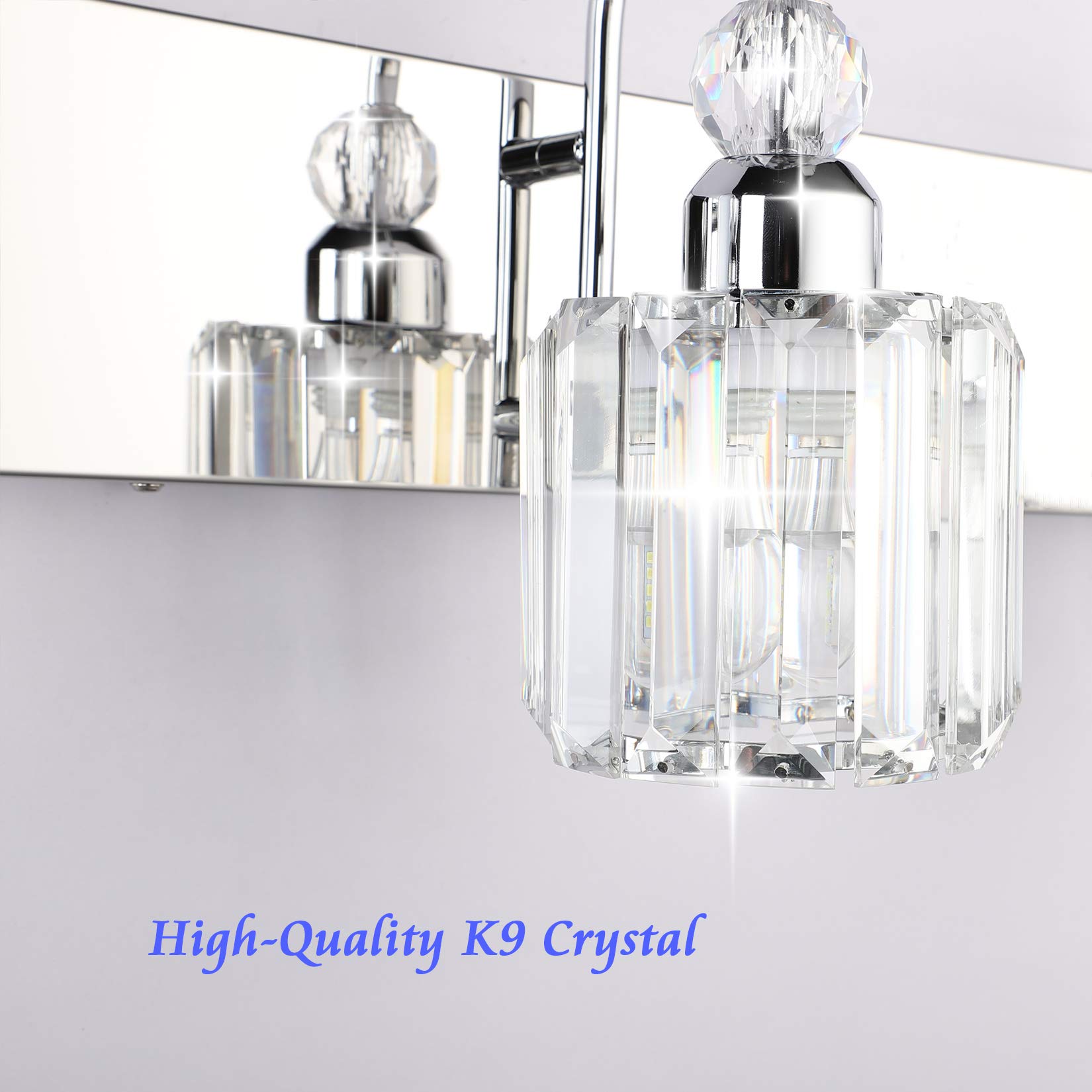 Modern LED Crystal Bathroom Vanity Lights - 3-Lights Stainless Steel for Mirror Lighting