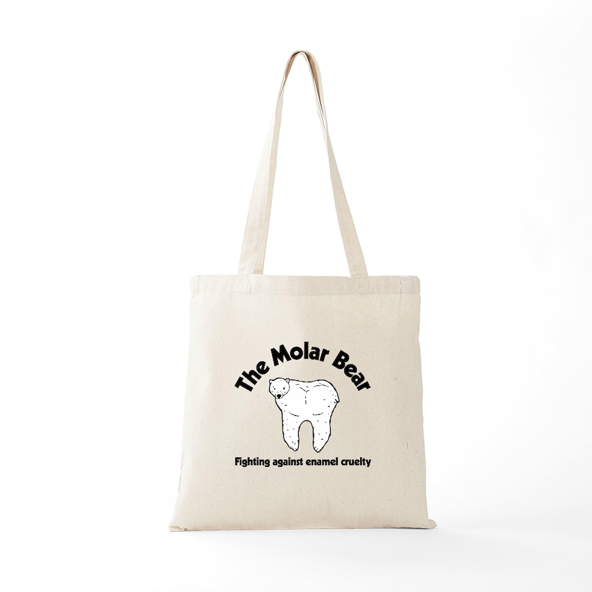 CafePress The Molar Bear Canvas Tote Bag - Eco-Friendly Reusable Shopping Bag for Groceries, Beach & Daily Use