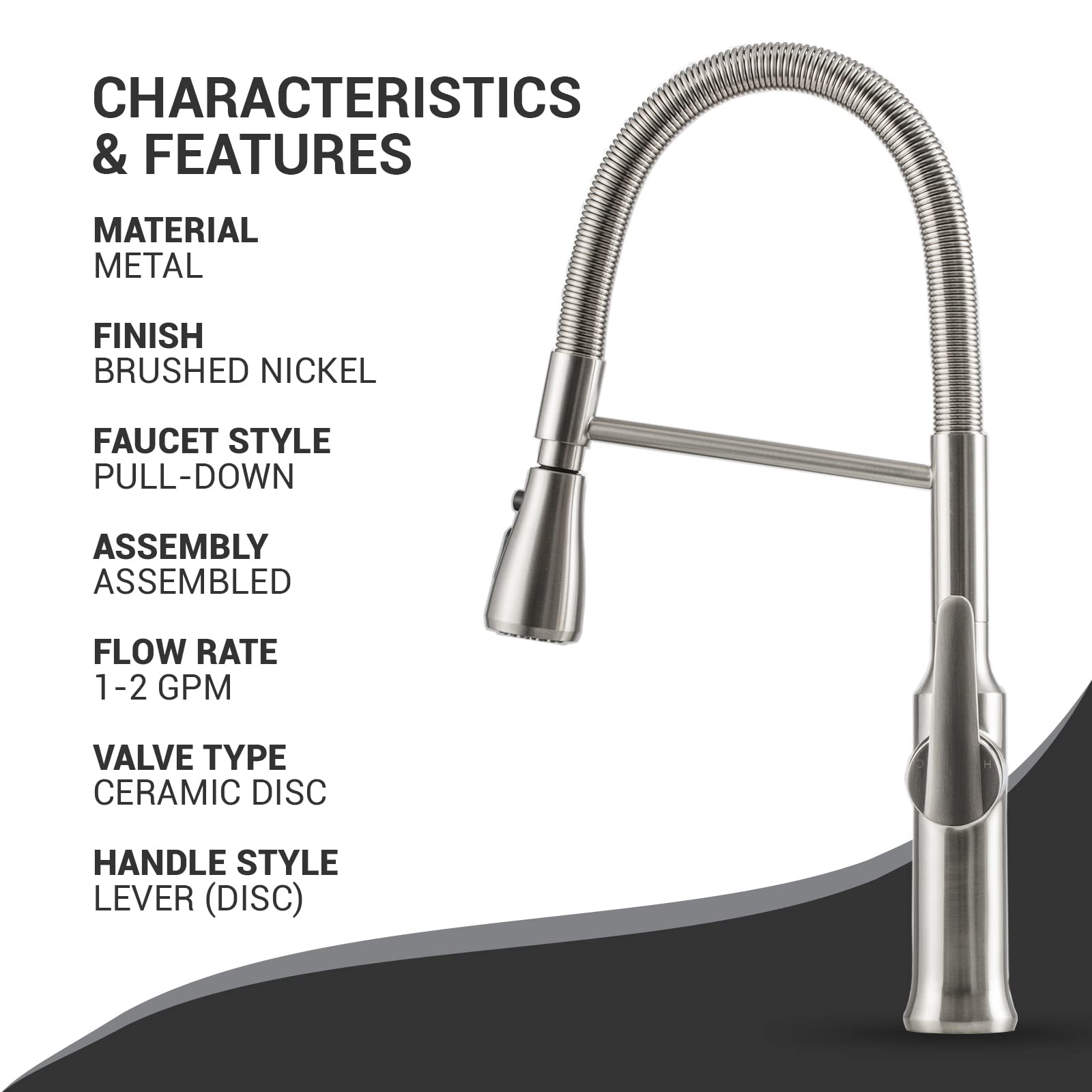 Modern Pull Down Kitchen Faucet with Sprayer - High Arc Single Handle Design for Home Cooking