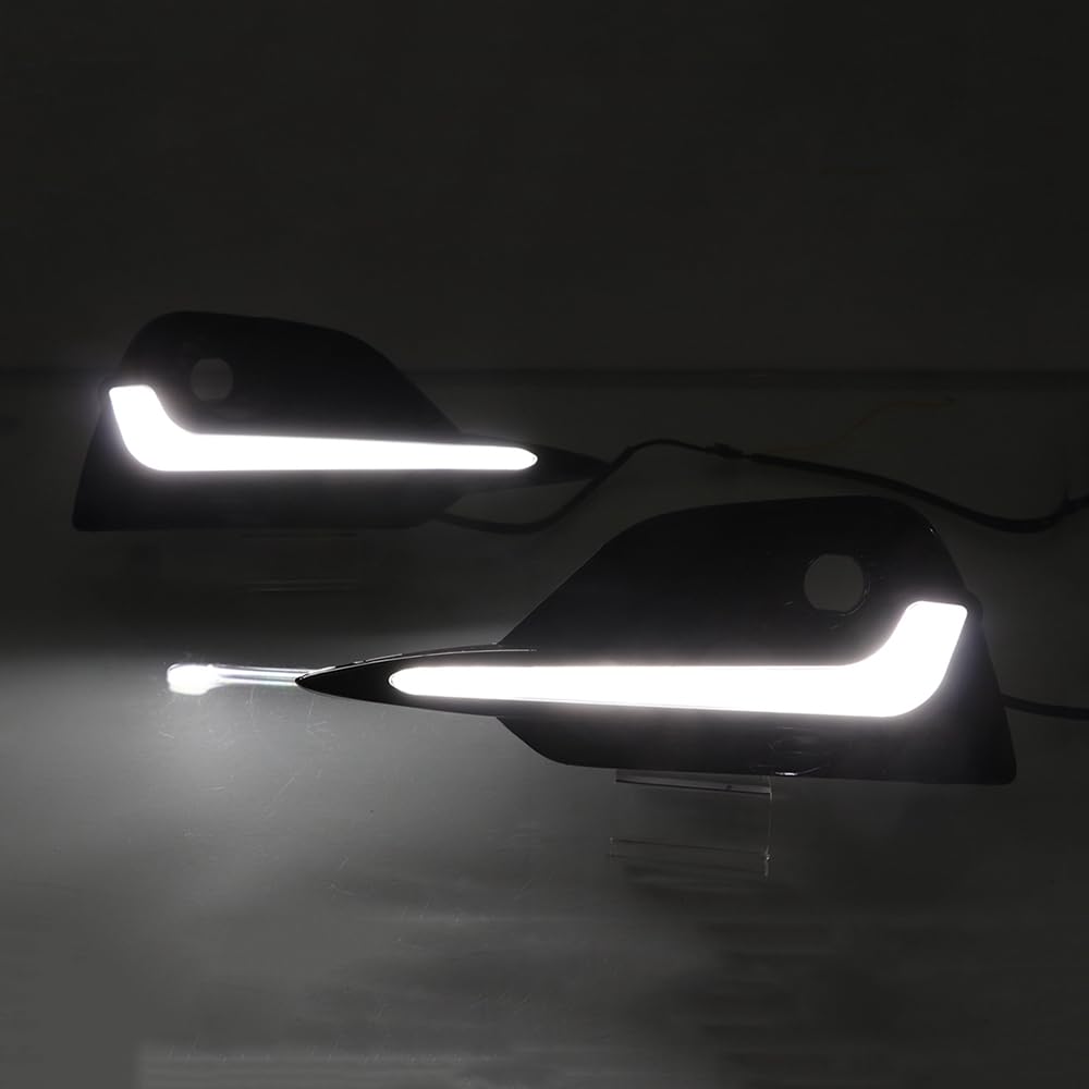3 Color LED DRL Daytime Running Lights with Dynamic Sequential Turn Signal for Nissan Rogue Sport 2020-2022 & Qashqai 2017-2022 - Front Fog Lamp Bezel Replacement - Perfect for Night Driving and Enhanced Visibility