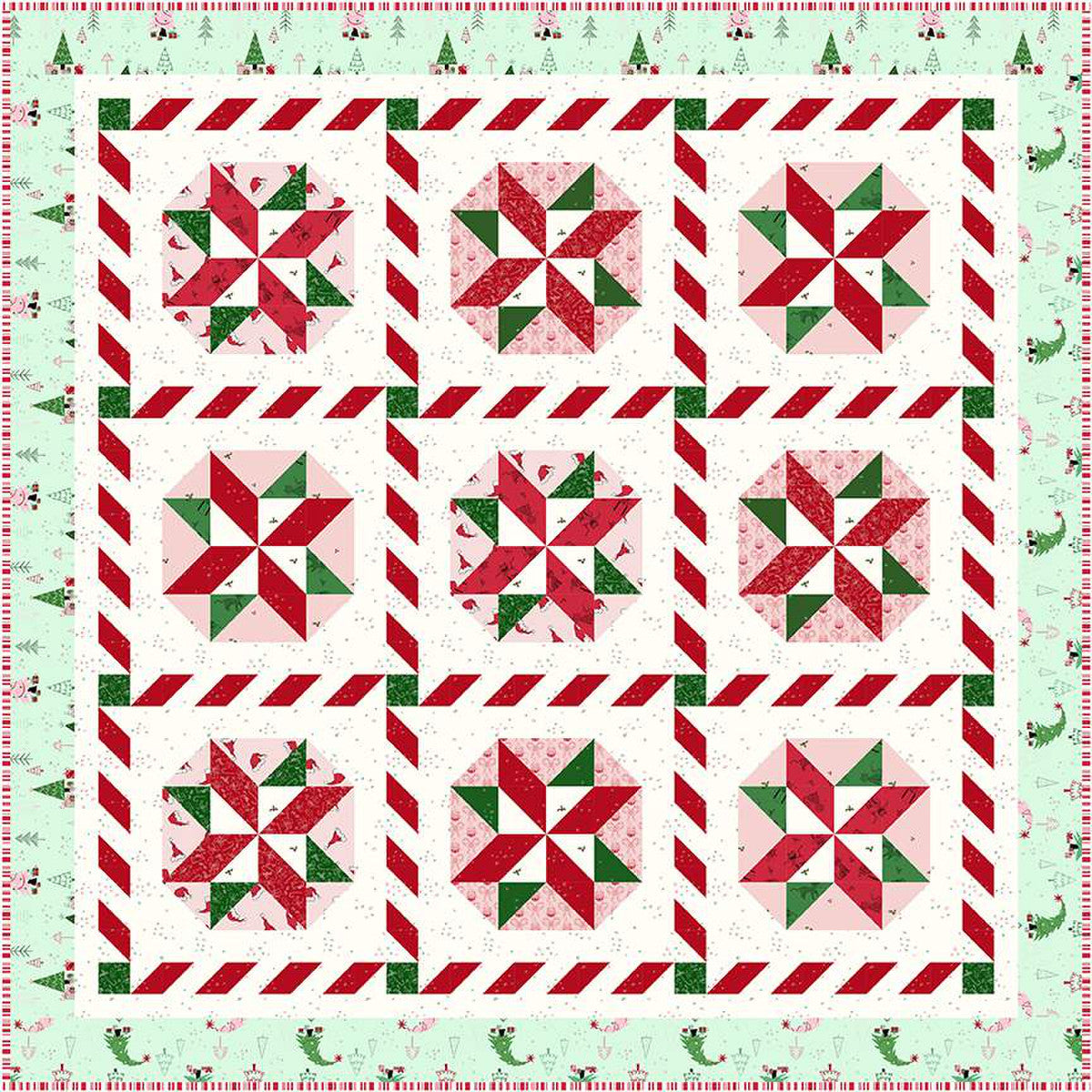 Peppermint Twirl Quilt Pattern - DIY Christmas Holiday Quilting Project for Home Decor & Gift Giving