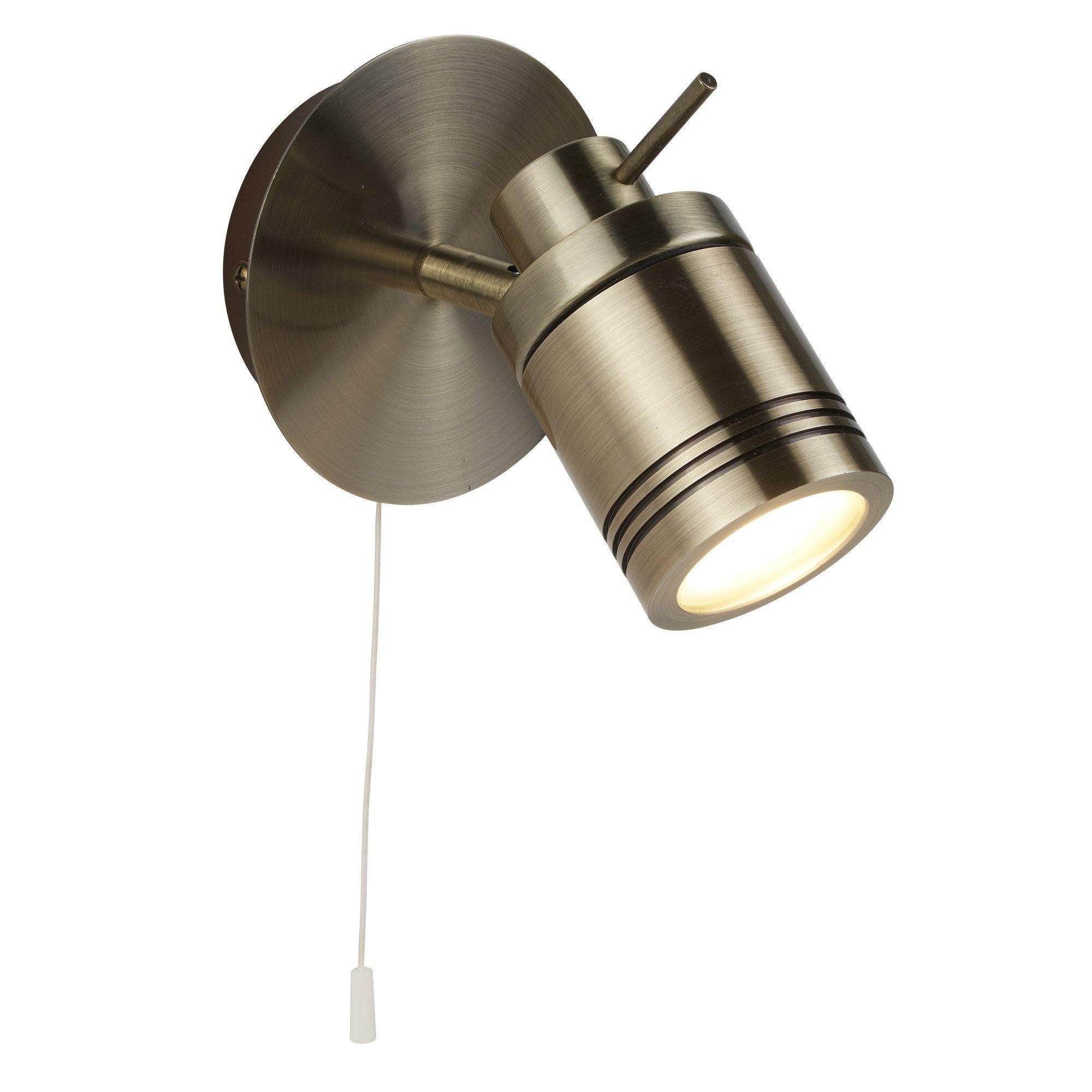 Antique Brass IP44 Rated Bathroom Wall Light with Switch - Perfect for Vanity, Mirror, or Shower Lighting