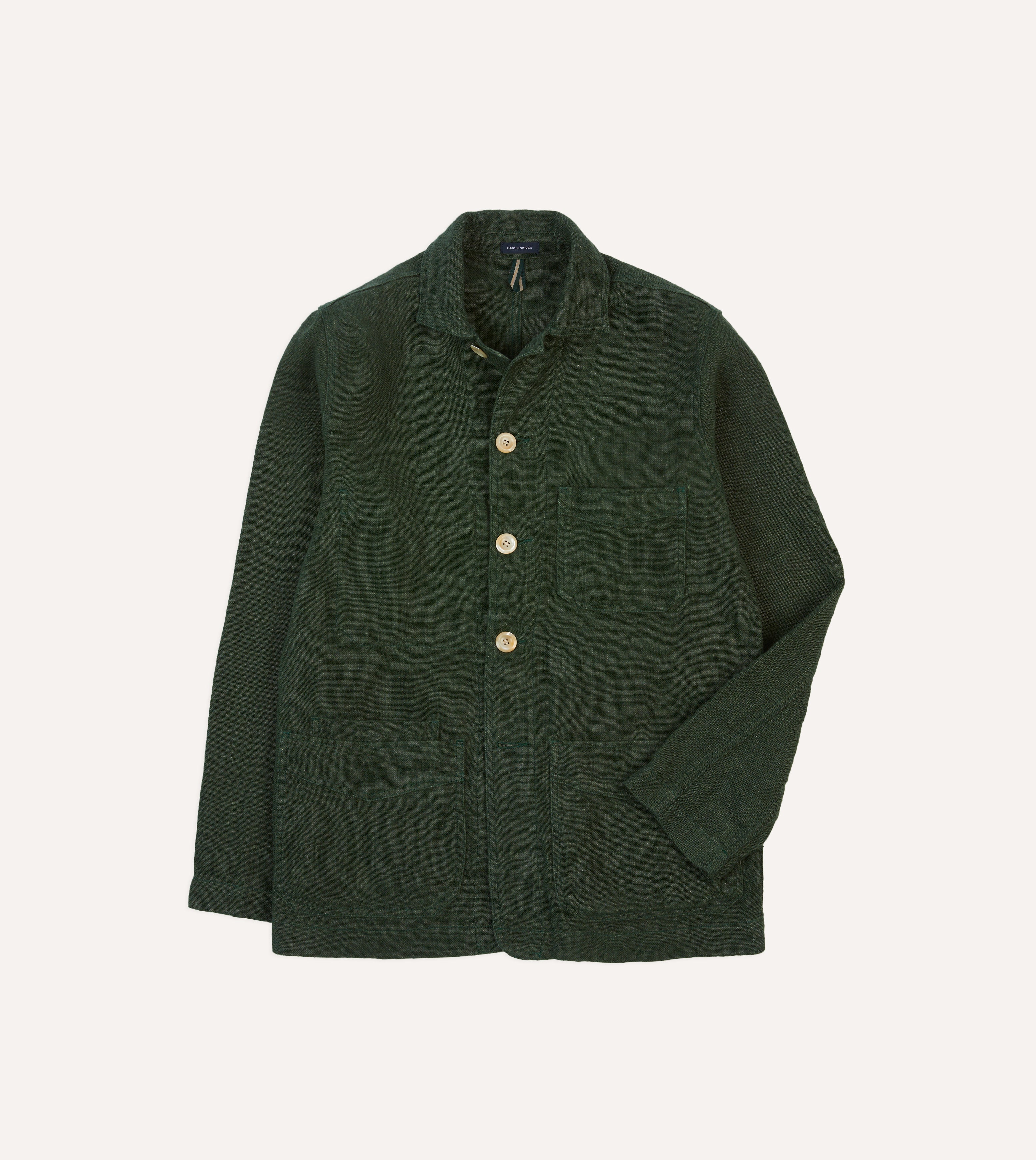 Green Linen Five Pocket Chore Jacket for Men - Durable Workwear for Gardening, Farming & Outdoor Activities