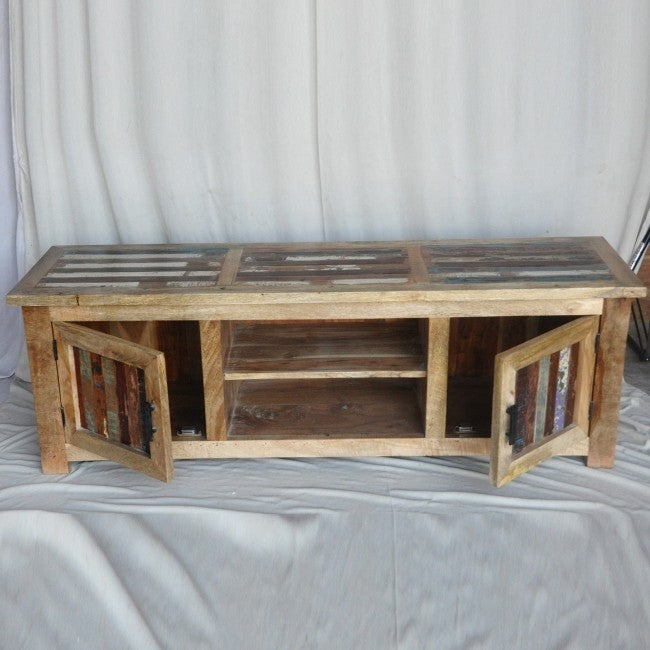 Reclaimed Wood & Mango Wood TV Stand Entertainment Center - 59 Inch Natural Wood Media Console for Living Room, Home Theater & Entertainment Spaces