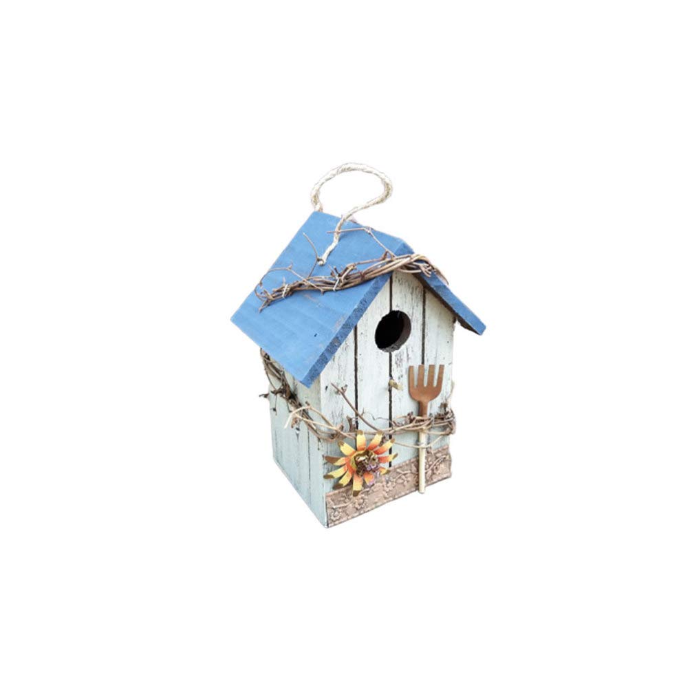 Premium Blue Wooden Hanging Birdhouse - Large Size Outdoor Garden Bird Nest for Wild Birds | Perfect for Backyard, Patio, and Garden Decoration