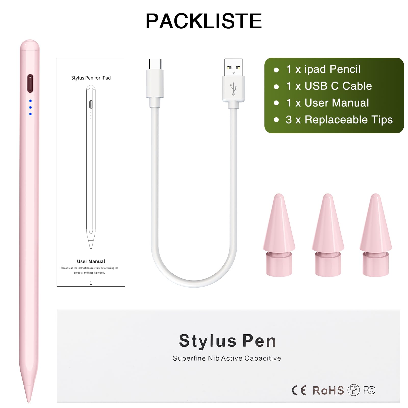 HATOKU Stylus Pen for iPad (2018-2025) - 1st Gen Fast Charging Pencil with 15-Minute Charge, Tilt & Palm Rejection - Compatible with iPad Air 3/4/5/M2/M3, iPad Mini 5/6, iPad 6-11, iPad Pro 11