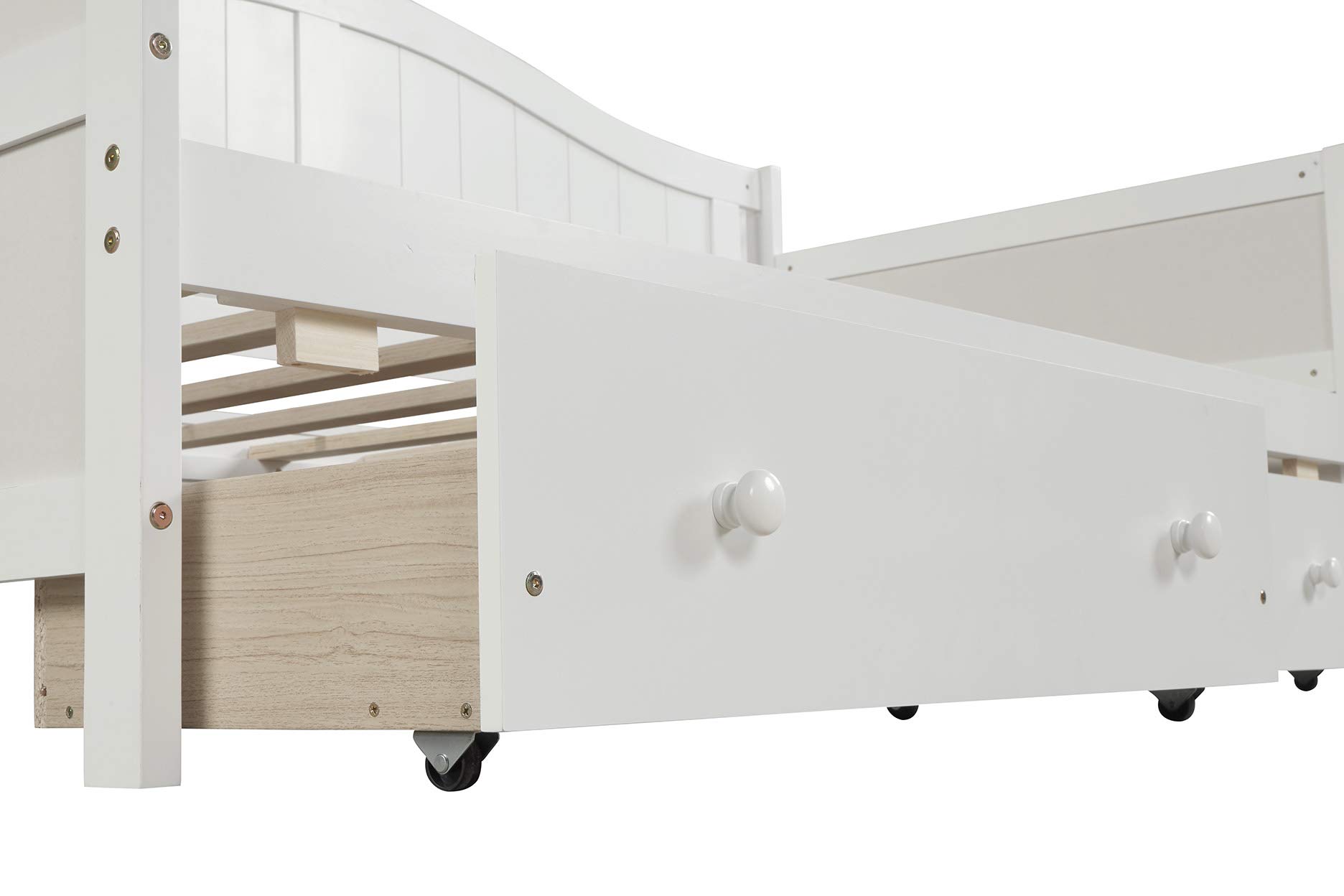 Hanway Twin Daybed with 2 Drawers - Solid Pine Wood Frame - Extra Storage Space - Durable White Painted Design for Bedroom, Guest Room or Kids Room
