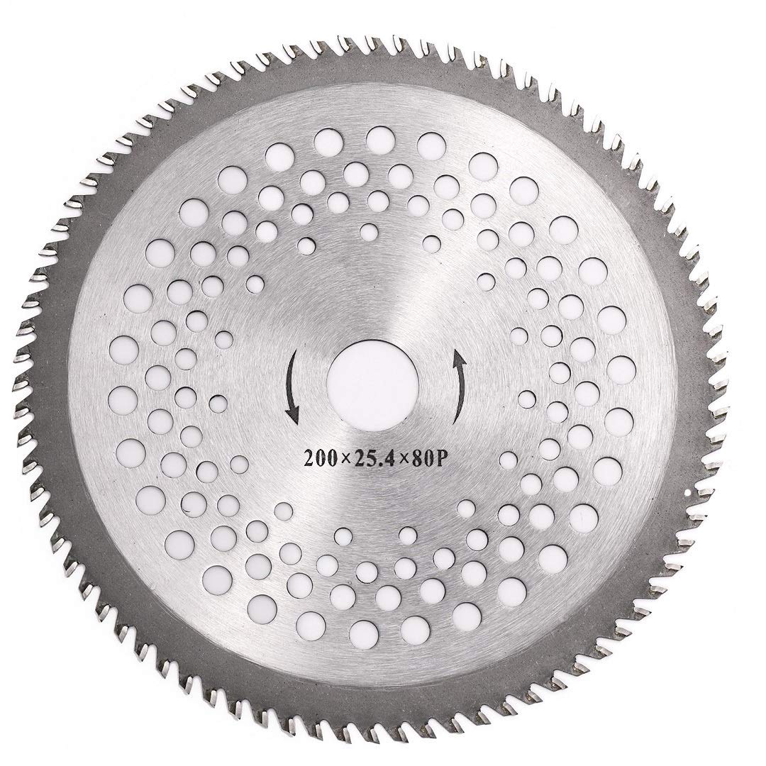 8 Inch 80T Carbide Tip Blade with Washer Adapter - Heavy Duty Brush Cutter Trimmer Weed Eater Replacement Blade for Lawn Care, Landscaping & Gardening