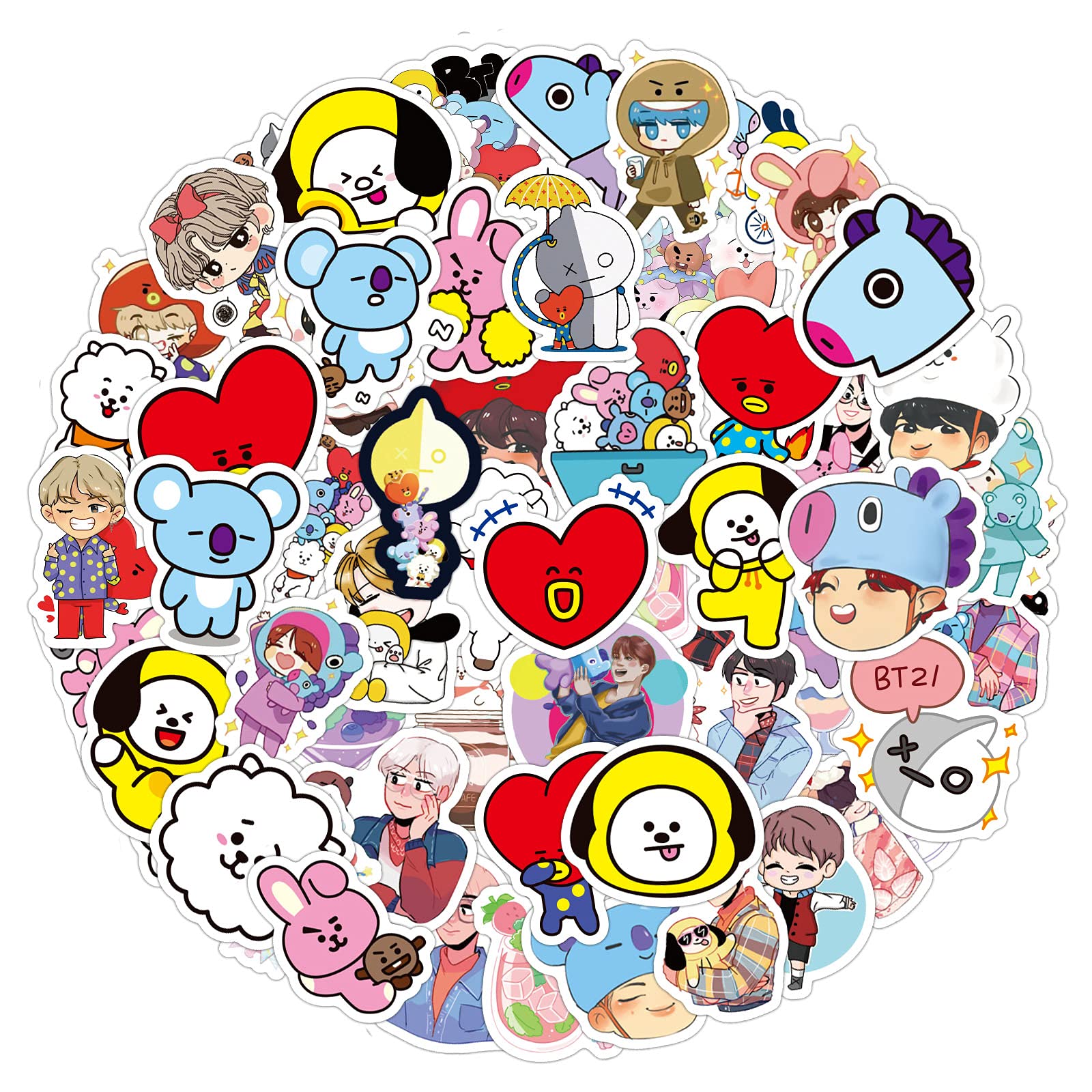 YEESACG - 61 Pack Cute BTS Album Bomb Stickers, Waterproof Vinyl Decals for Water Bottles, Laptops, Skateboards, Luggage, Phones & Motorcycles - Perfect for K-Pop Fans, Teens & Girls Room Decor, School Supplies & Gift Ideas