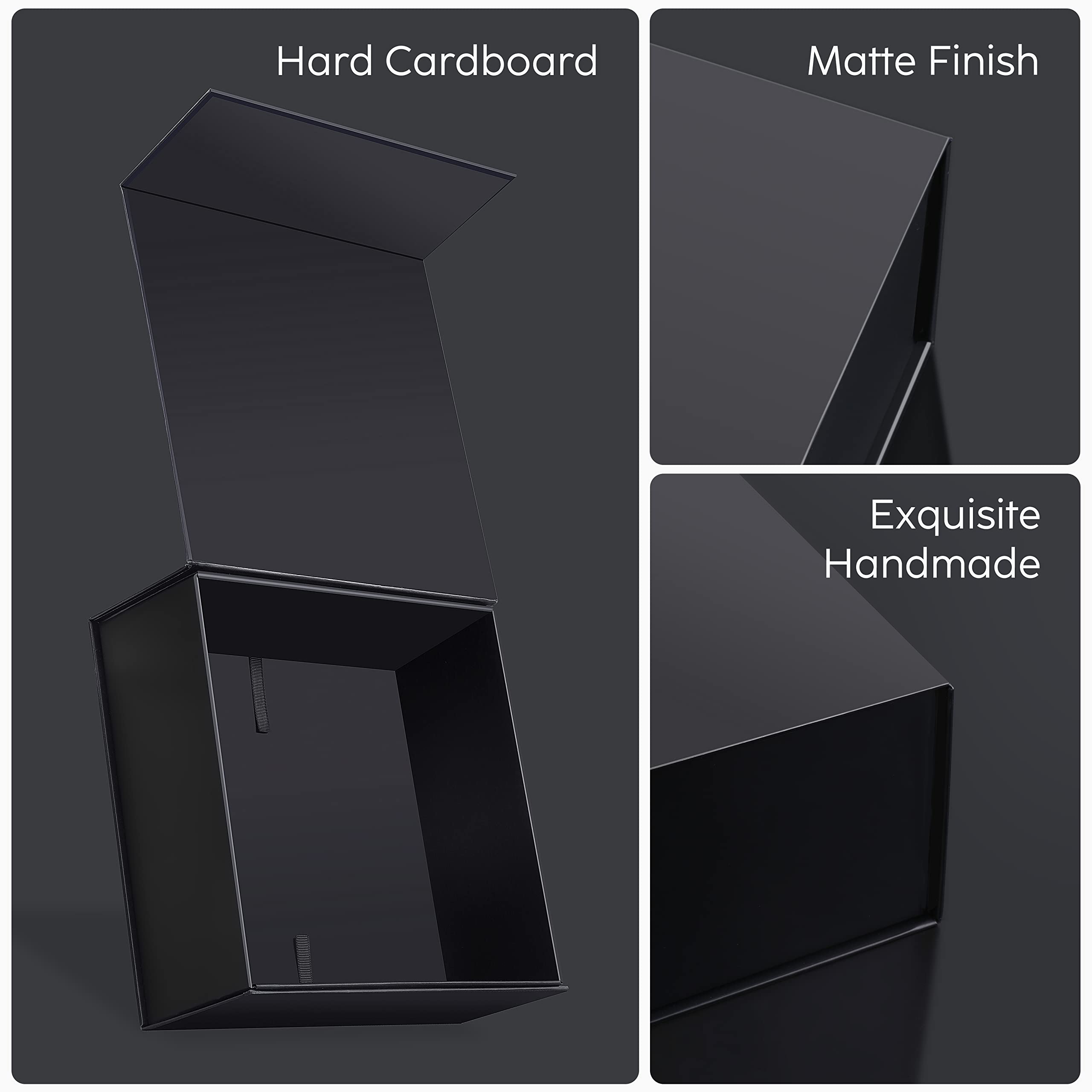 Elegant Black Gift Box with Bow - 9.05×8.85×3.54 Inches Decorative Present Box for Bridesmaid Proposals, Weddings, Halloween, Thanksgiving, Christmas & Children's Day - Perfect for Jewelry, Cosmetics & Special Occasion Gifts