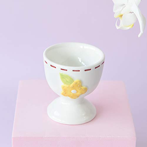 Ceramic Egg Cup Set of 2 - Perfect for Soft & Hard Boiled Eggs | Elegant Easter Bunny & Flower Design | Ideal for Breakfast, Brunch, Spring Home Decor & Party Tableware | Durable Kitchenware for Daily Use & Holiday Celebrations