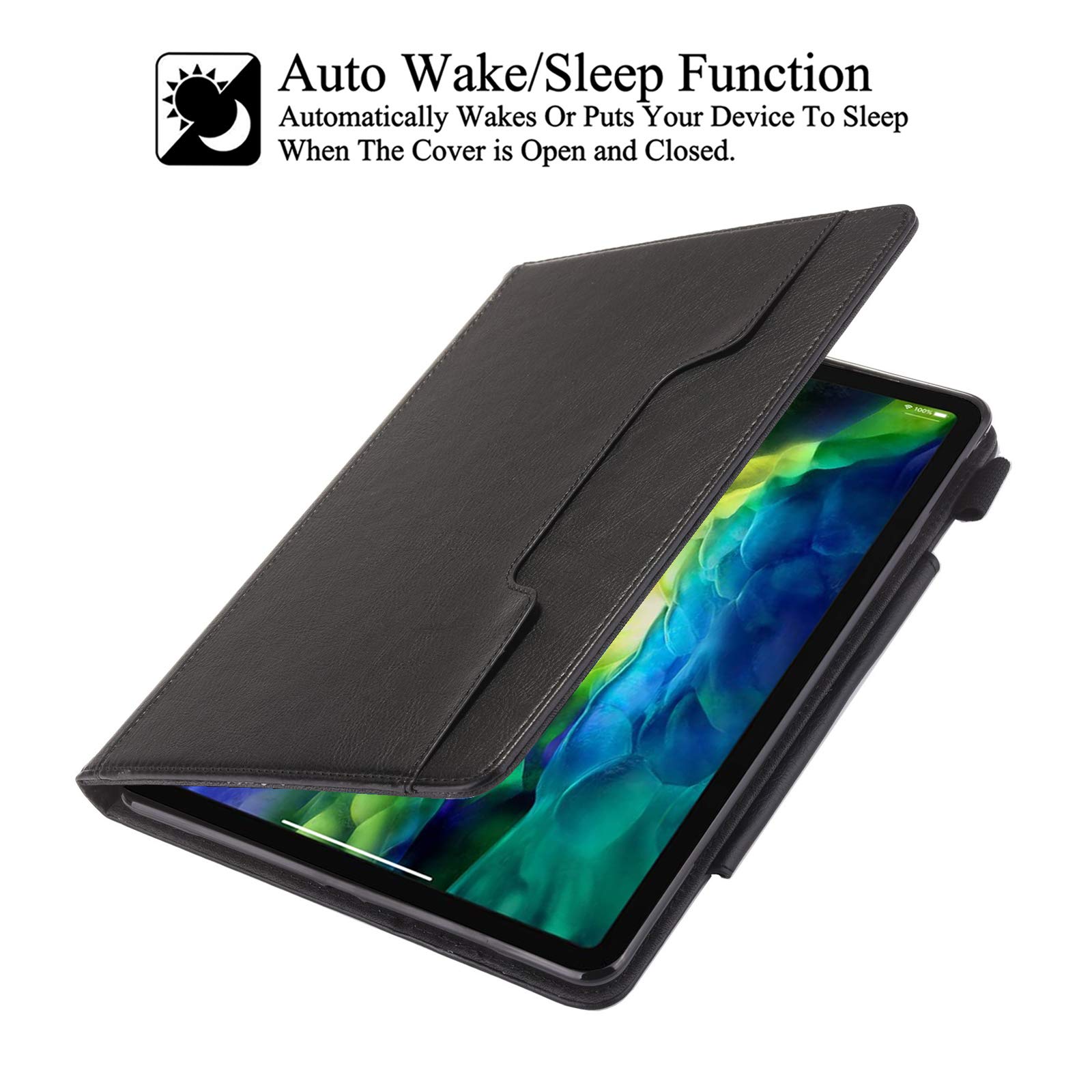 Ultra Slim Lightweight Stand Protective Case for iPad Pro 11 inch (2021/2020/2018) with Auto Sleep/Wake & Card Slots - Perfect for Work, Travel & Daily Use (Black)