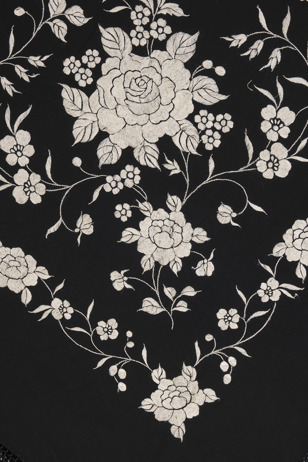 Panorama Manila Shawl - Elegant Floral Embroidered Scarf for Women - Perfect for Weddings, Parties & Special Occasions