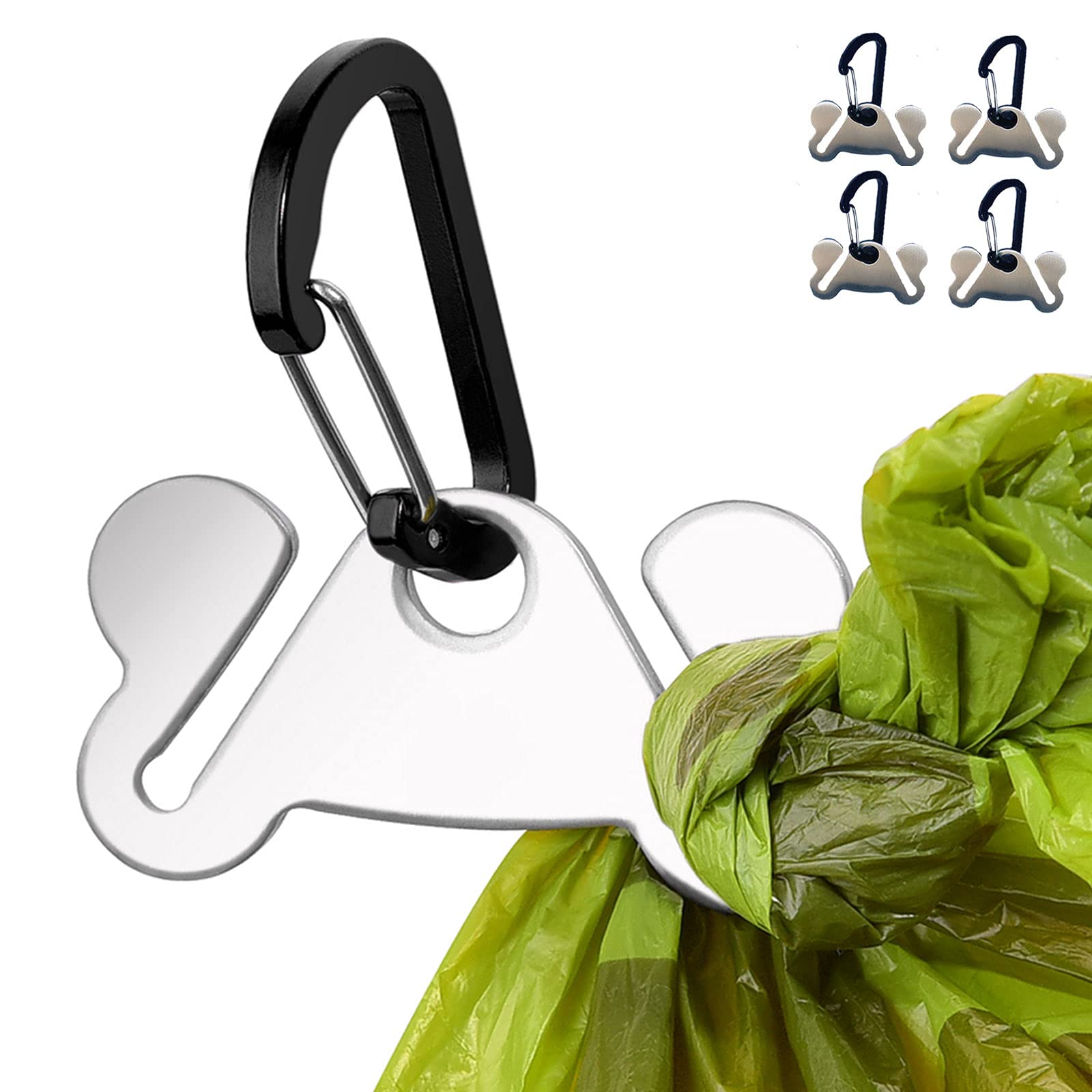 4PCS Dog Poop Bag Holder - Leak-Proof Metal Waste Bag Carrier with Hands-Free Clip for Walking Pets | Perfect for Dog Walking, Hiking, and Outdoor Adventures