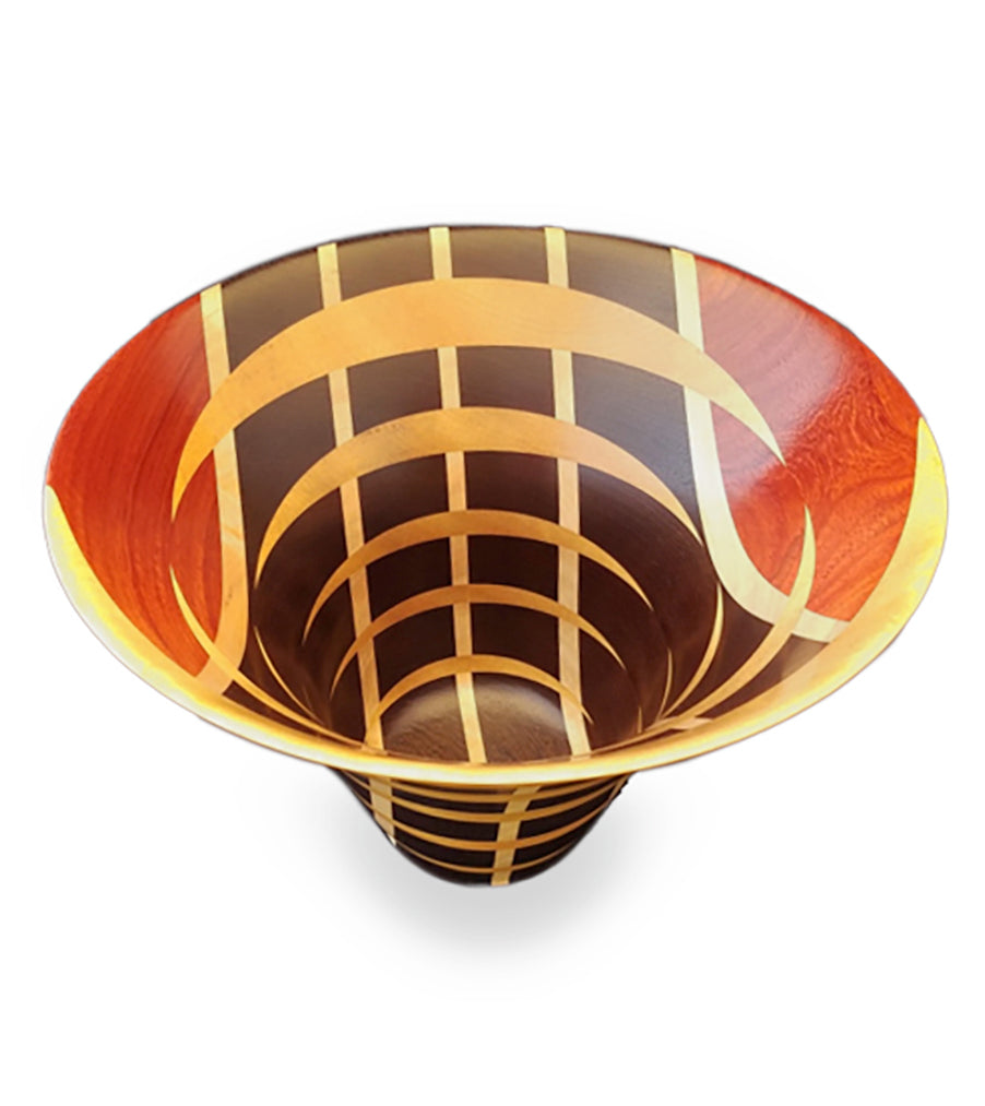 Handcrafted Laminated Wenge Wood Vessel #115 by Rob Woodward - Unique Wooden Bowl for Home Decor, Kitchen Fruit Display & Wedding Centerpiece