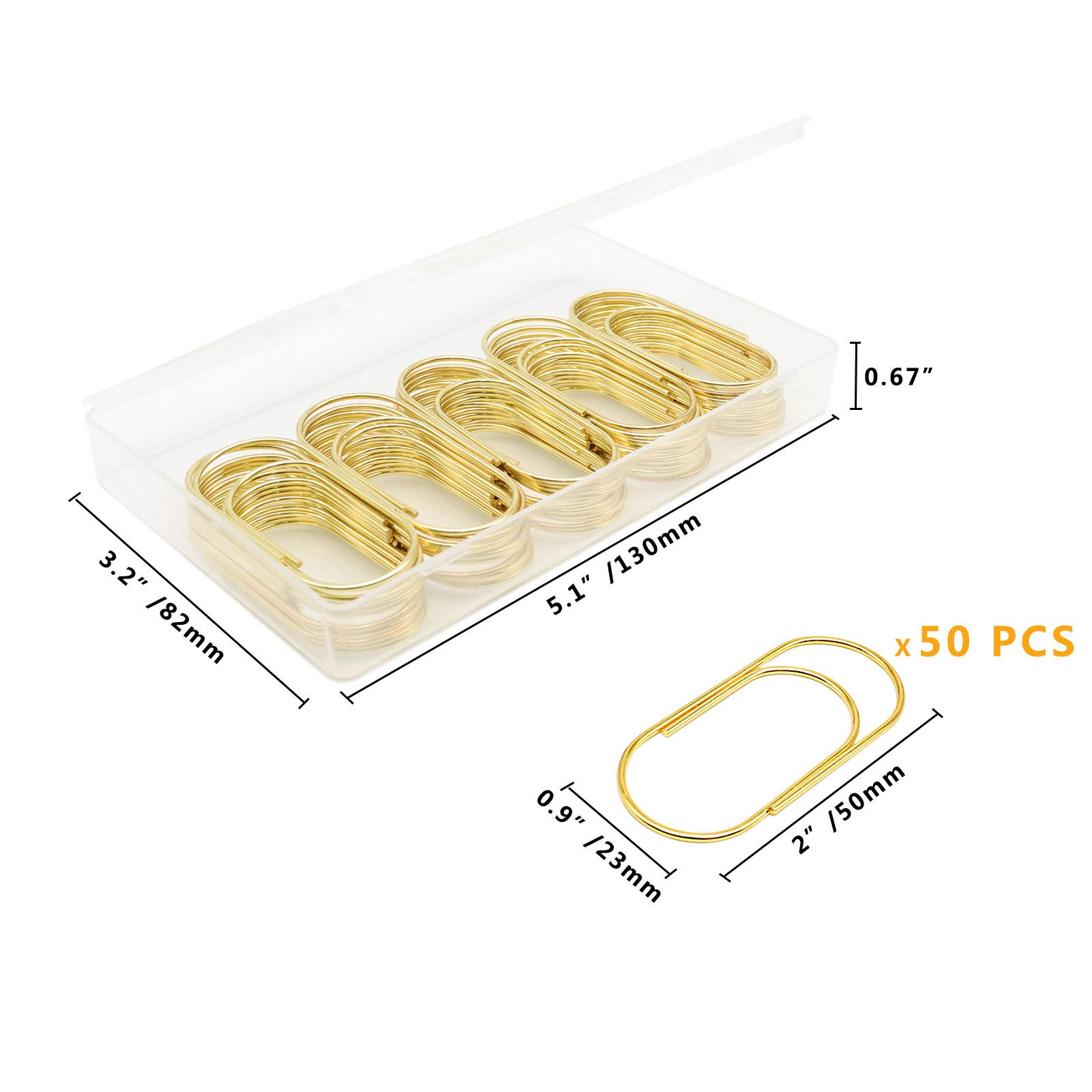 Premium Gold Paper Clips - Jumbo Large Size (50/Box) - Non-Skid Smooth Surface for Office, School & Document Organization | Perfect for Presentations, Files & Craft Projects