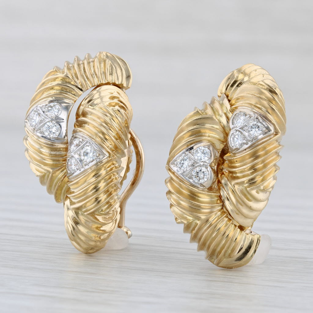 0.46ctw Diamond Heart Half Hoop Earrings in 18K Yellow Gold - Clip-On Statement Drop Earrings for Women - Perfect for Valentine's Day, Anniversary Gifts & Special Occasions