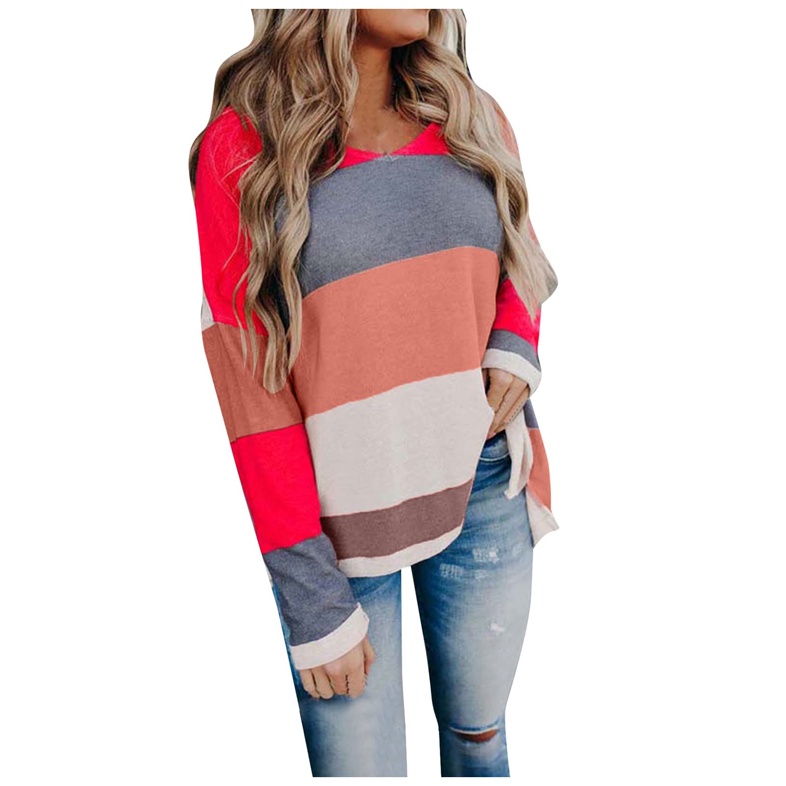 Women's Loose Fit V-Neck Long Sleeve Button Up Sweater Top - Casual Stitched Knit T-Shirt & Coat for Work, Date Night & Fall Layering