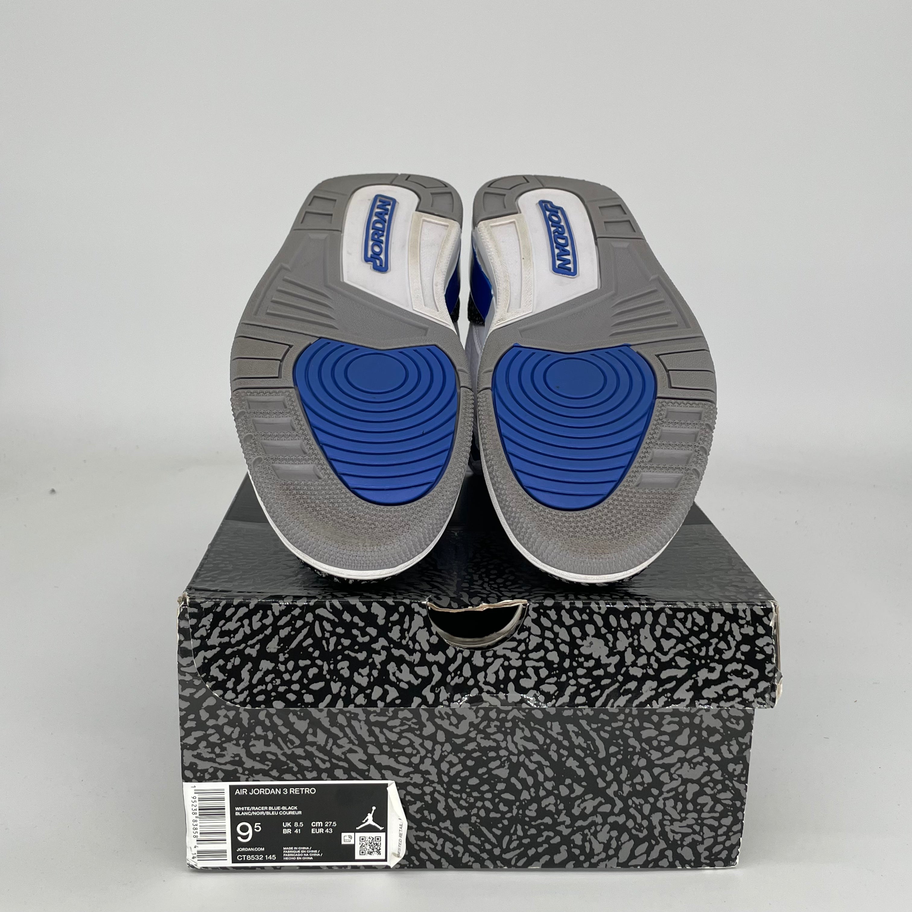 AIR JORDAN 3 RACER BLUE Men's Basketball Shoes Size 9.5 - Style CT8532-145 | Retro Sneakers for Running, Gym & Streetwear Fashion