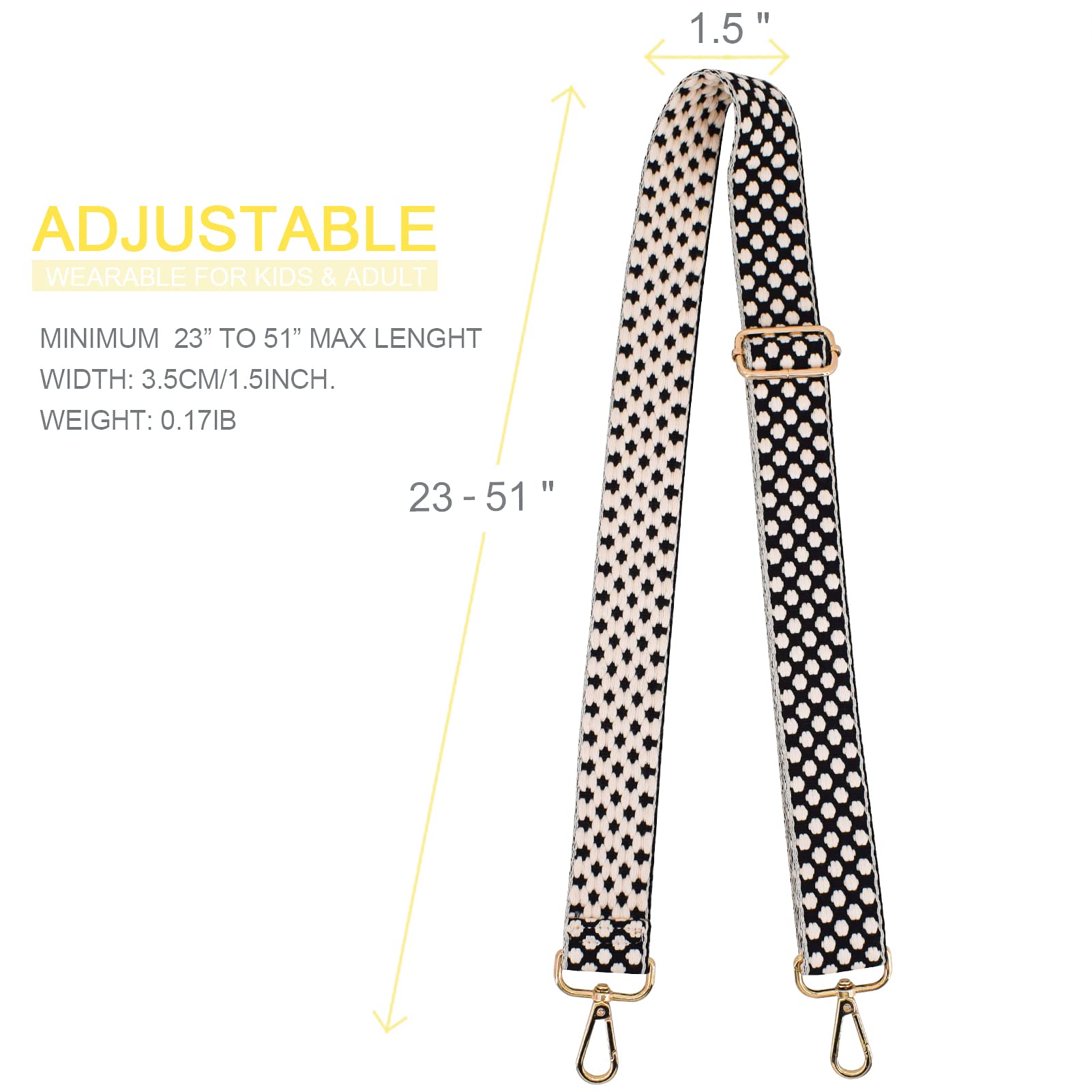 Adjustable Handbag Strap Replacement - Wide Shoulder Strap for Crossbody Bags & Purses - Perfect for Work, Travel & Everyday Use