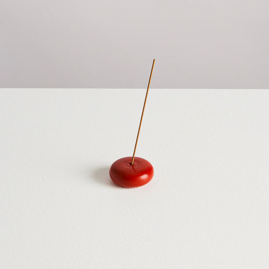 Natural Stone Pebble Incense Holder - Handcrafted Aromatherapy Diffuser for Home, Office & Meditation - Rouge Color