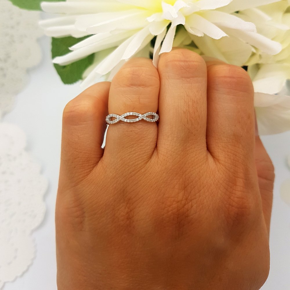 Dazzlingrock 0.20 Carat Round Diamond Infinity Swirl Wedding Band Ring for Women - Sterling Silver Anniversary Jewelry Gift for Wife, Girlfriend, Fiancée - Perfect for Engagement, Wedding, Valentine's Day & Special Occasions