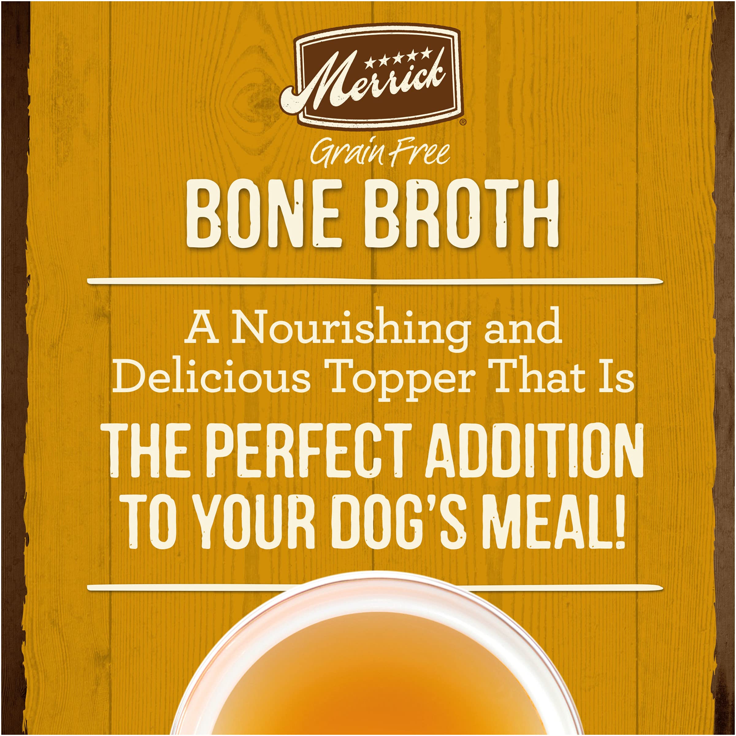 Merrick Grain Free Bone Broth for Dogs & Cats - Premium Human Grade, Gluten Free Wet Food Topper in Chicken Flavor (7 oz Pouch) - Perfect for Picky Eaters & Digestive Health