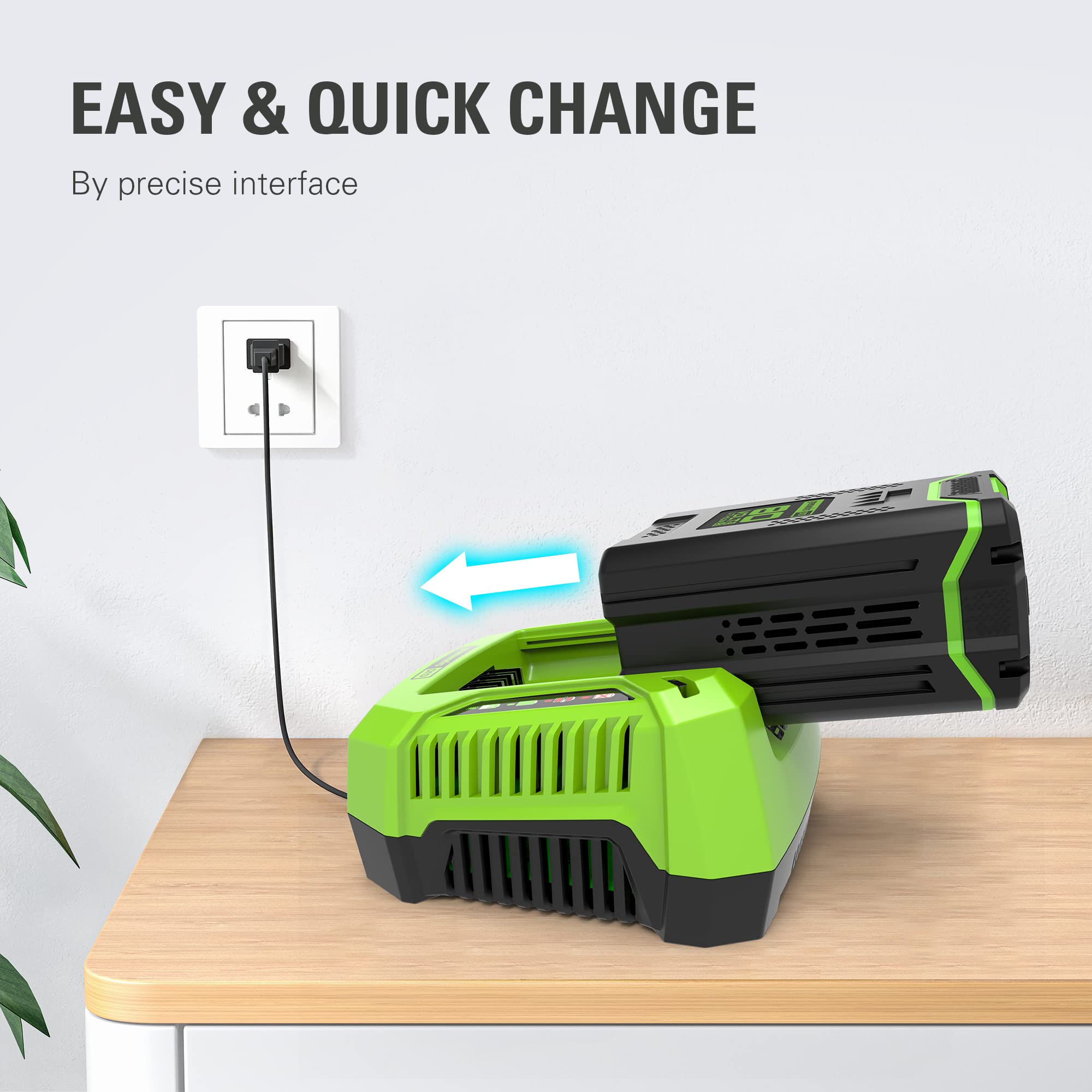 80V 4.0A Fast Battery Charger for Cordless Power Tools - Compatible with Lawn Mowers, String Trimmers & Leaf Blowers | Quick Charge & Durable Design