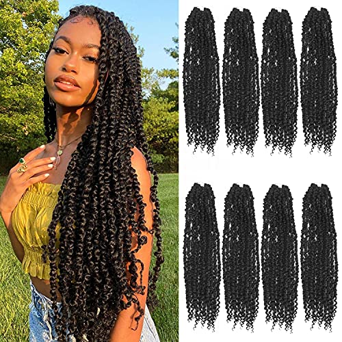 24 Inch Passion Twist Crochet Hair - 8 Packs Pre-Twisted & Pre-Looped Bohemian Braiding Hair Extensions for Black Women (1B Color) | Perfect for Protective Styles, Natural Looks & Boho Chic Hairstyles
