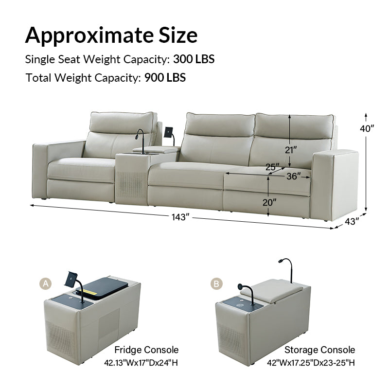 EliteNest Smart Reclining Theater Sofa with Built-in Bluetooth Speakers - Luxury Home Theater Seating for Movie Nights & Gaming Setup