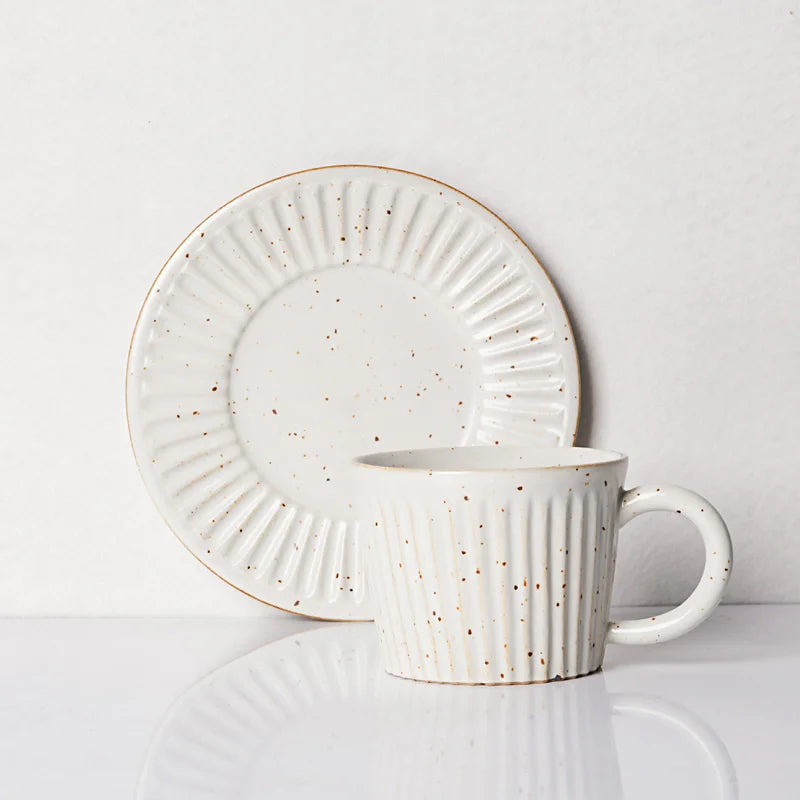 Premium Ridgeway Artisan Ceramic Coffee Cup & Saucer Set - Handcrafted Porcelain Tea Cup for Espresso, Latte & Cappuccino - Perfect for Home, Office & Cafe Use