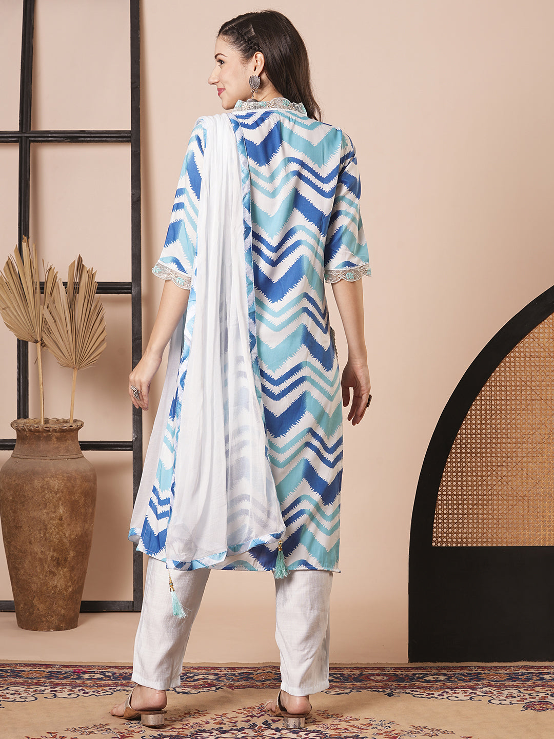 Elegant Blue Embroidered Pant Suit for Women - Designer Ready-to-Wear Outfit for Weddings, Parties & Special Occasions