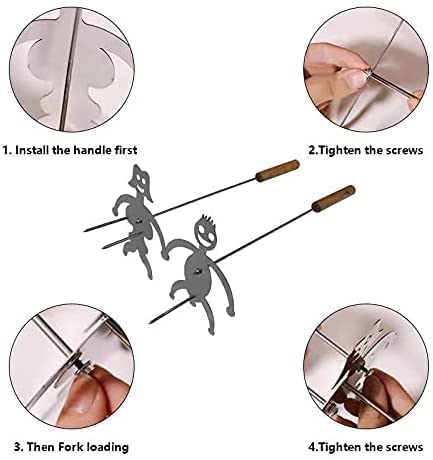 2Pcs Stainless Steel Hot Dog & Marshmallow Roaster Sticks - Campfire BBQ Forks for Grilling, Outdoor Camping, Backyard Parties & Family Gatherings - Durable Screw-Retained Design for Perfect Roasting Every Time - Ideal for Picnics, Tailgating and Summer Cookouts
