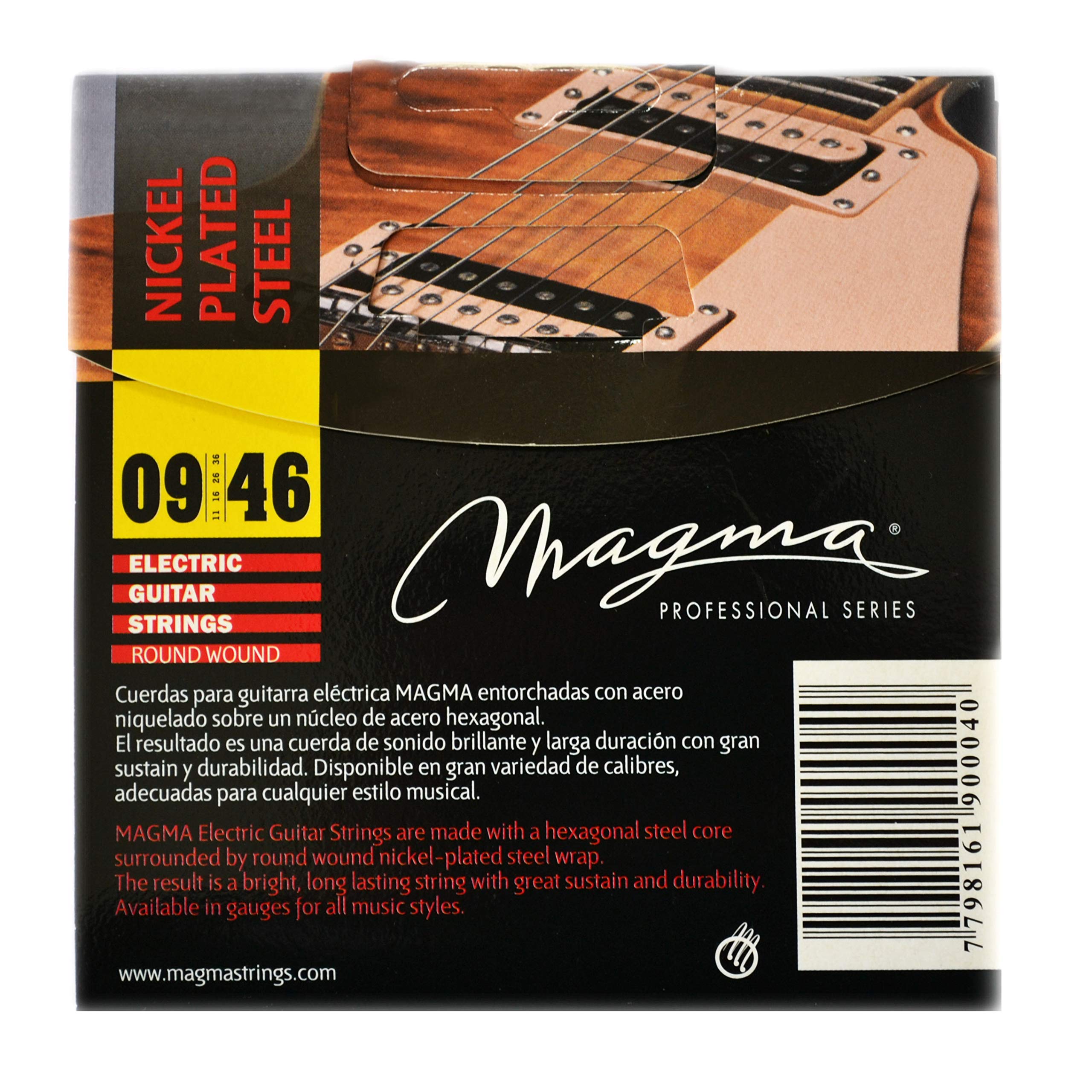Magma Electric Guitar Strings - Light Gauge .009-.046 Nickel-Plated Steel (GE130N) for Rock, Blues & Studio Recording