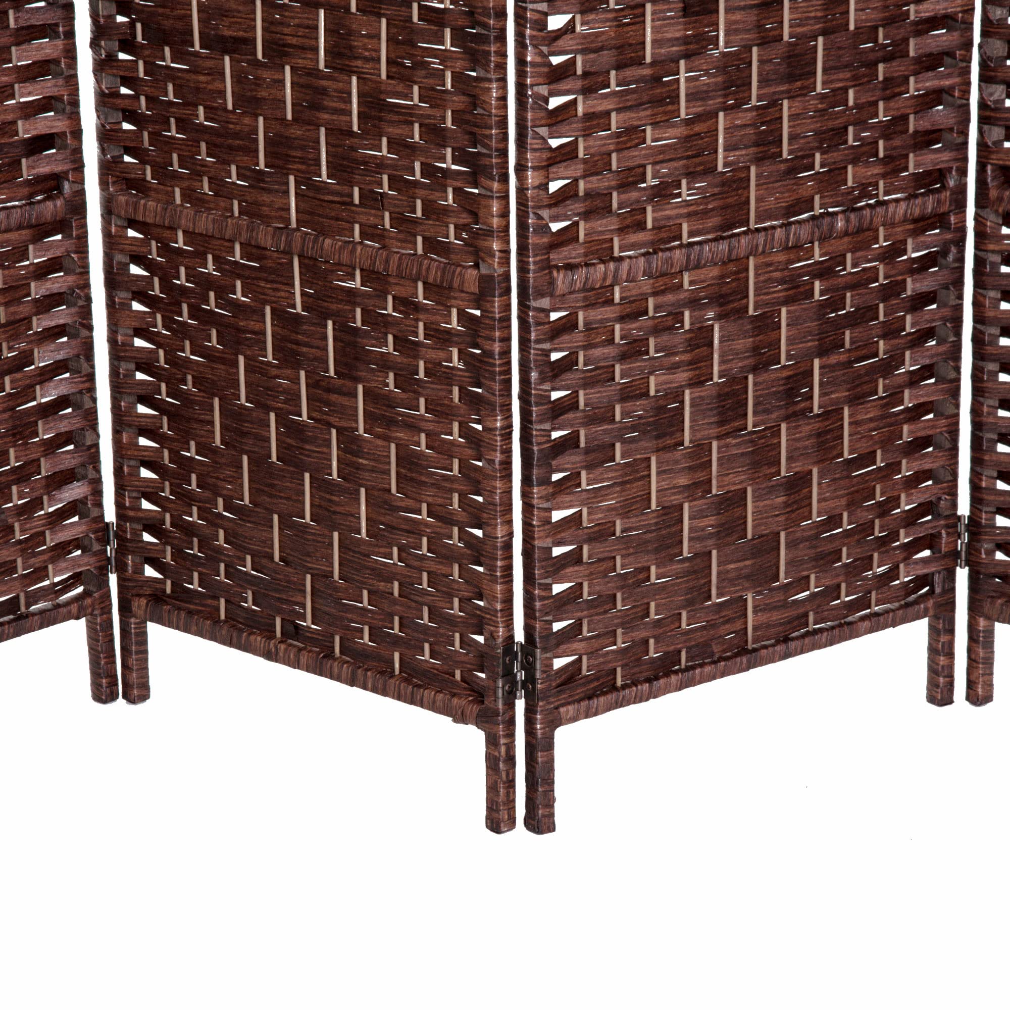 HOMCOM 6FT Tall 6-Panel Folding Privacy Screen - Portable Wicker Weave Room Divider for Bedroom, Home Office, Living Room - Brown Partition Wall for Space Separation & Decoration
